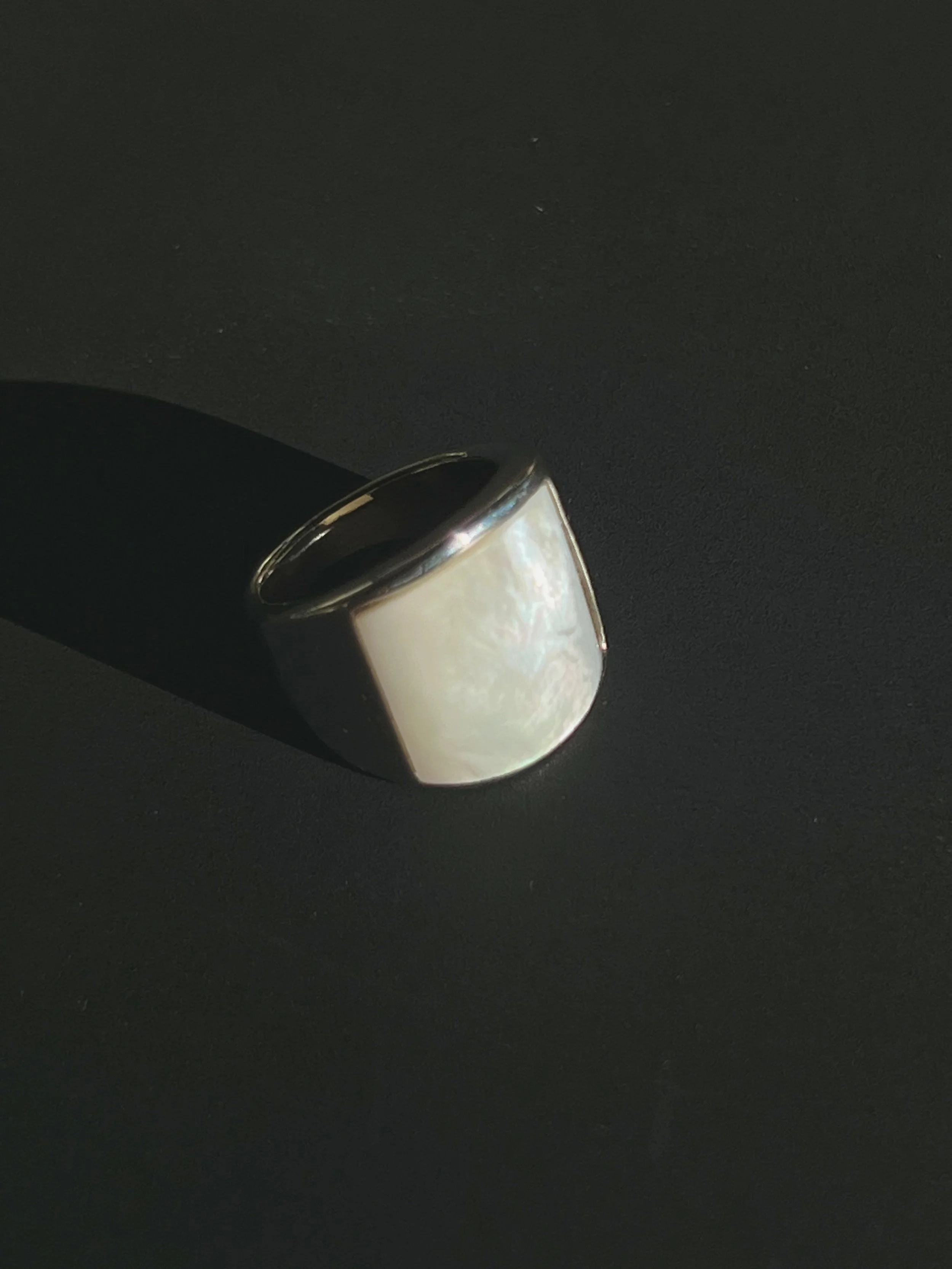 Vintage Silver Mother of Pearl Mother of Pearl Inlay Ring | Size 6.75