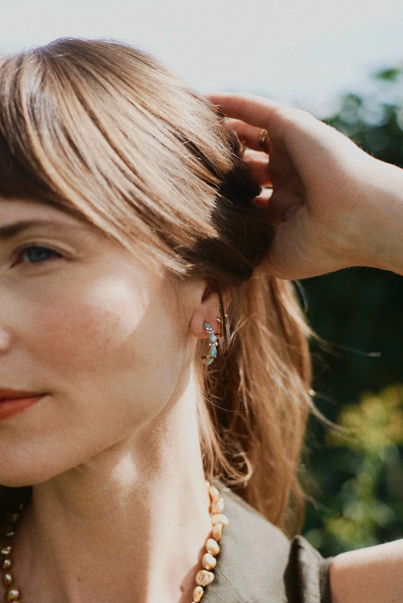Vintage Sterling Silver Opal Hoops