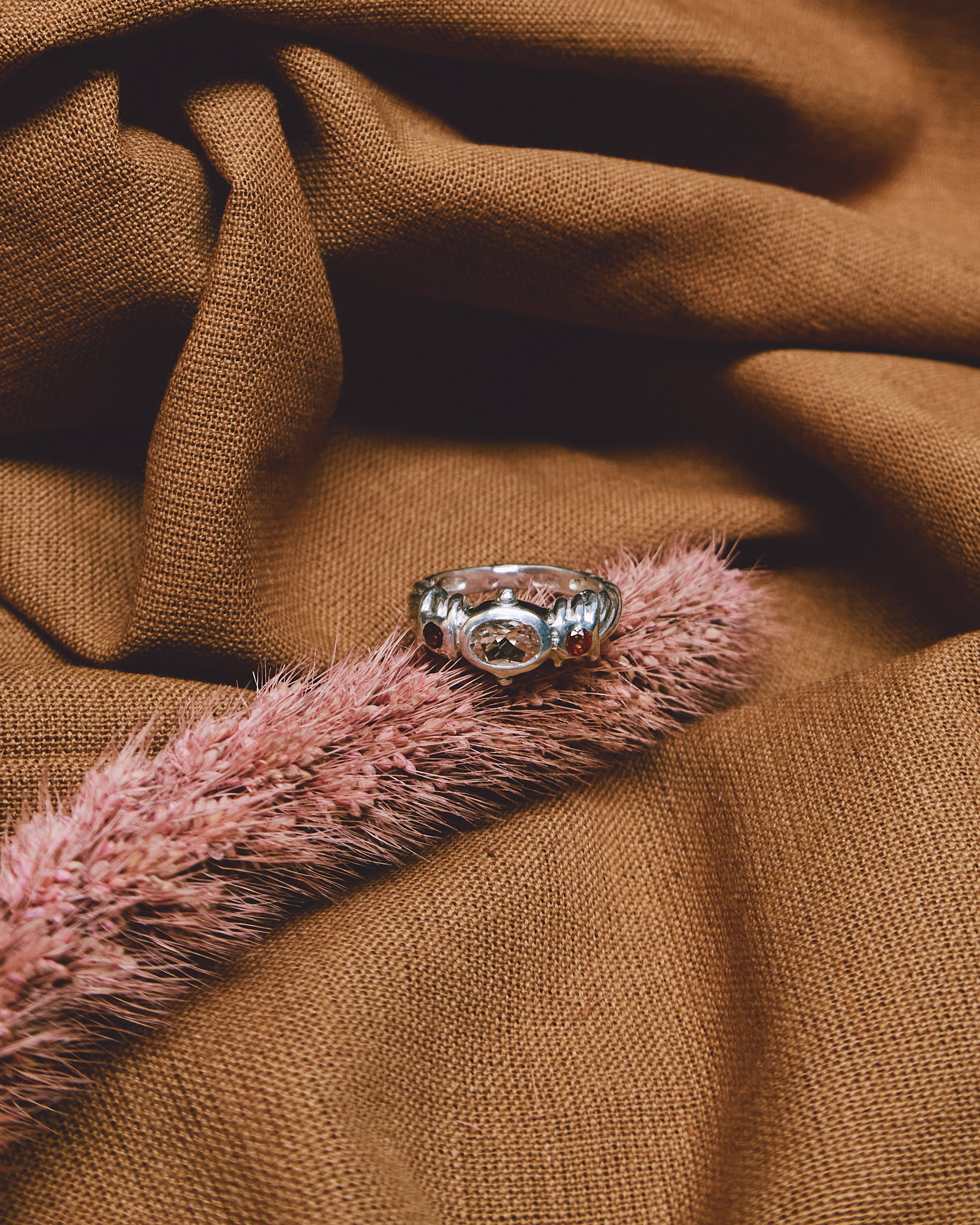 Aurora Ring | Pale Pink Morganite, Padparadscha & Garnet 10k & 14k Gold