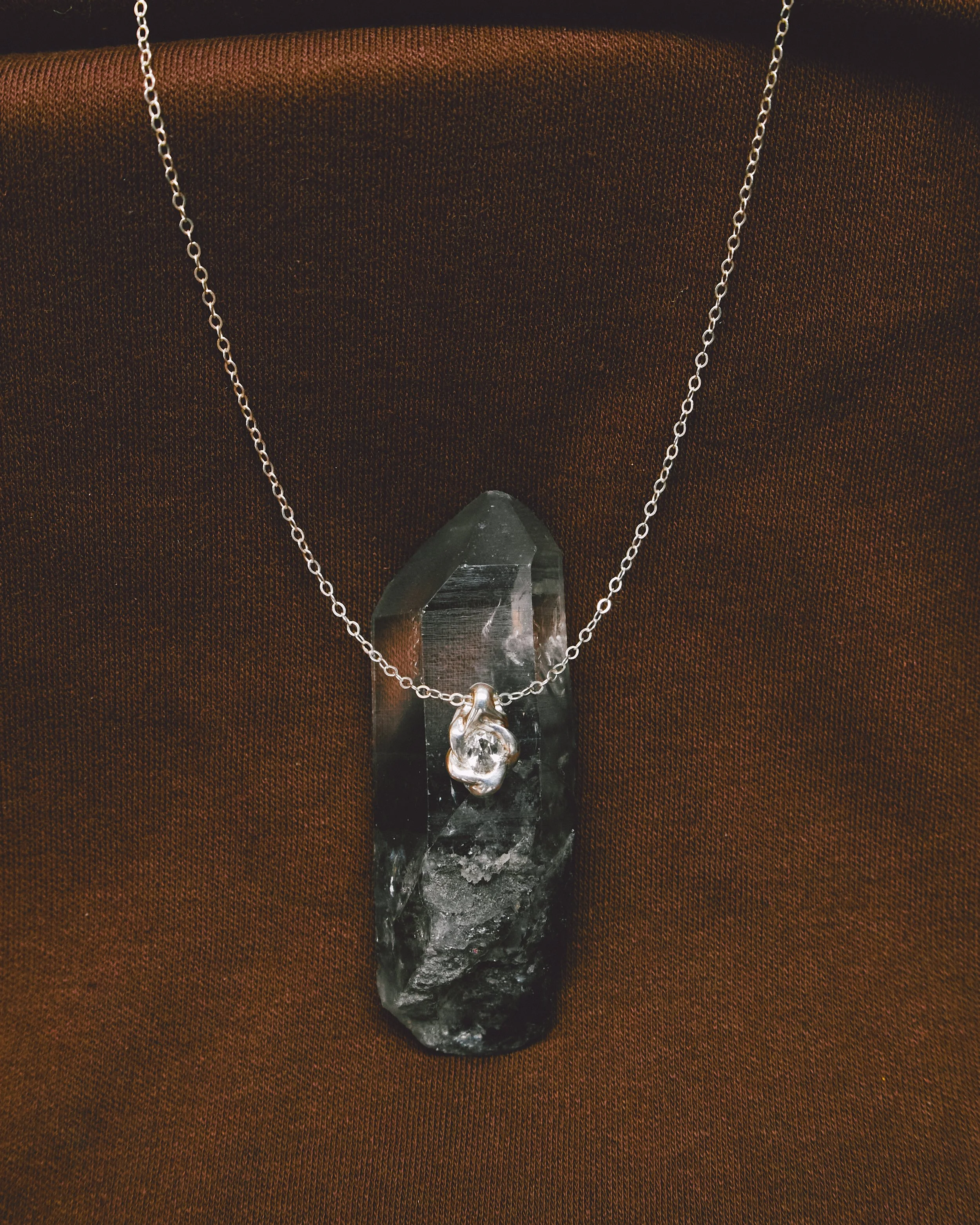 Braided Pendant Necklace | Silver & White Sapphire | READY TO SHIP