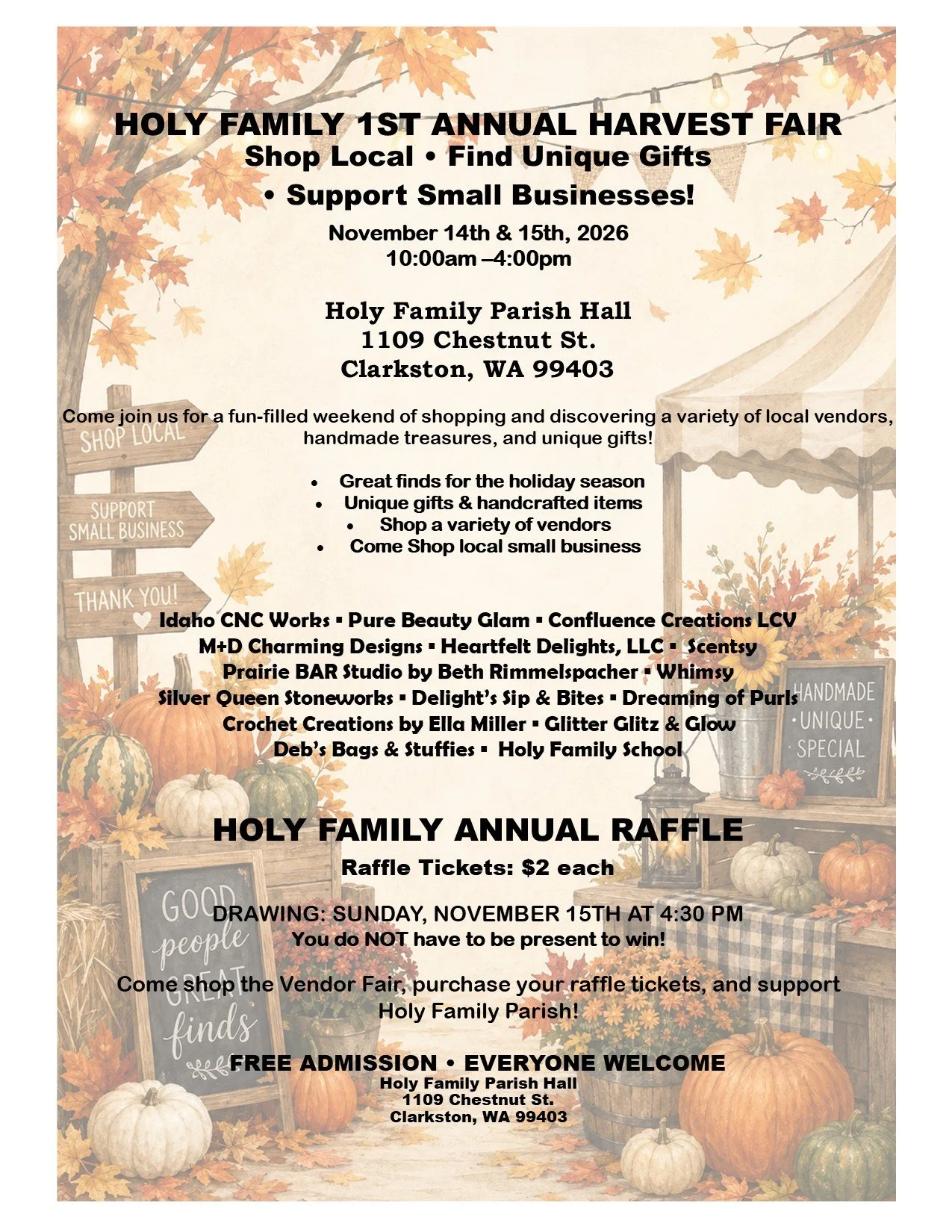 Holy Family 1st Annual Harvest Fair