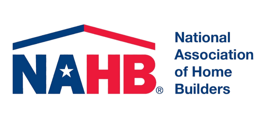 Logo of the National Association of Home Builders featuring red and blue text with a house outline above.