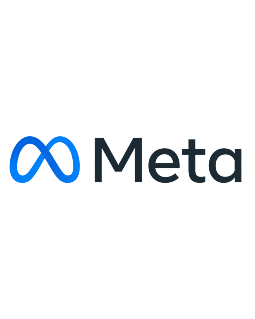 Meta logo with a stylized blue infinity symbol and the word 'Meta' in black text.