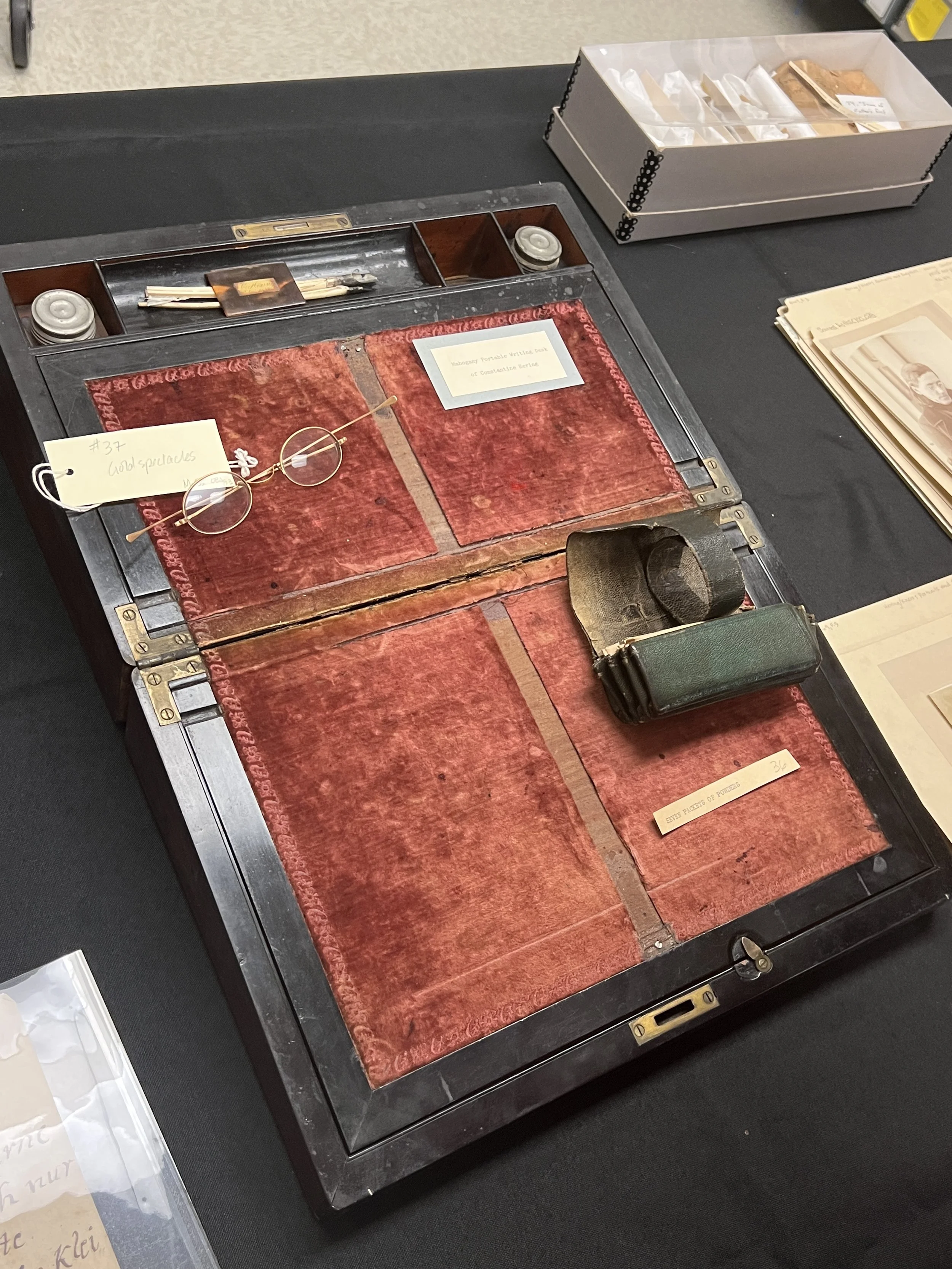 Hering glasses and writing desk