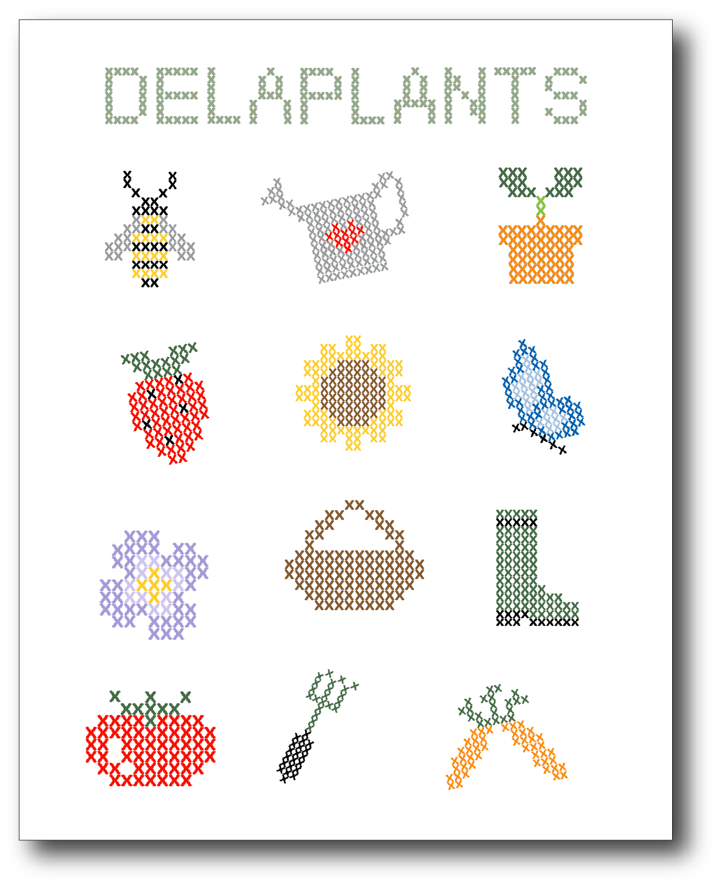 Garden Cross-Stitch Sticker Sheet