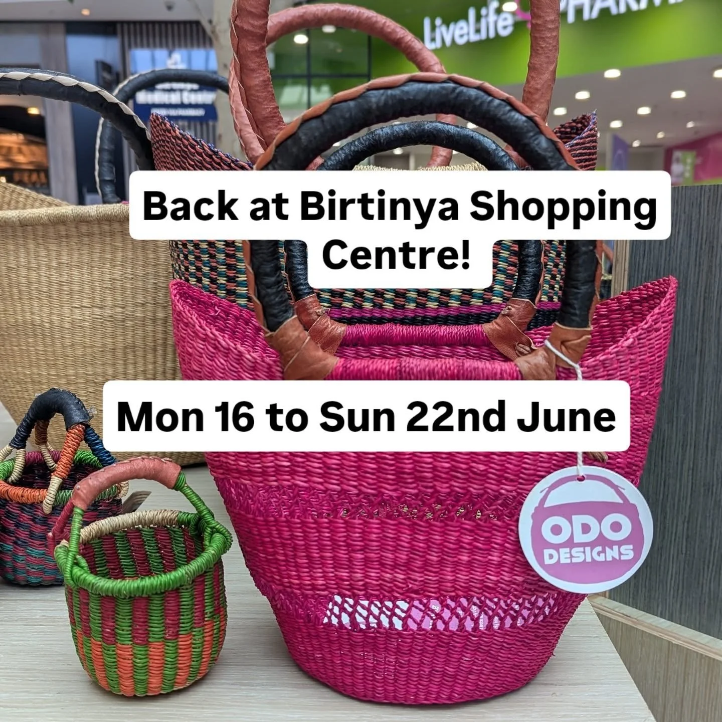 Back at Birtinya Shopping Centre this week. Come say hi! 👋♥️
#baskets #shopping #sunshinecoast #handwoven #handmade #birtinya #elephantgrass #africa #ghana #bolga