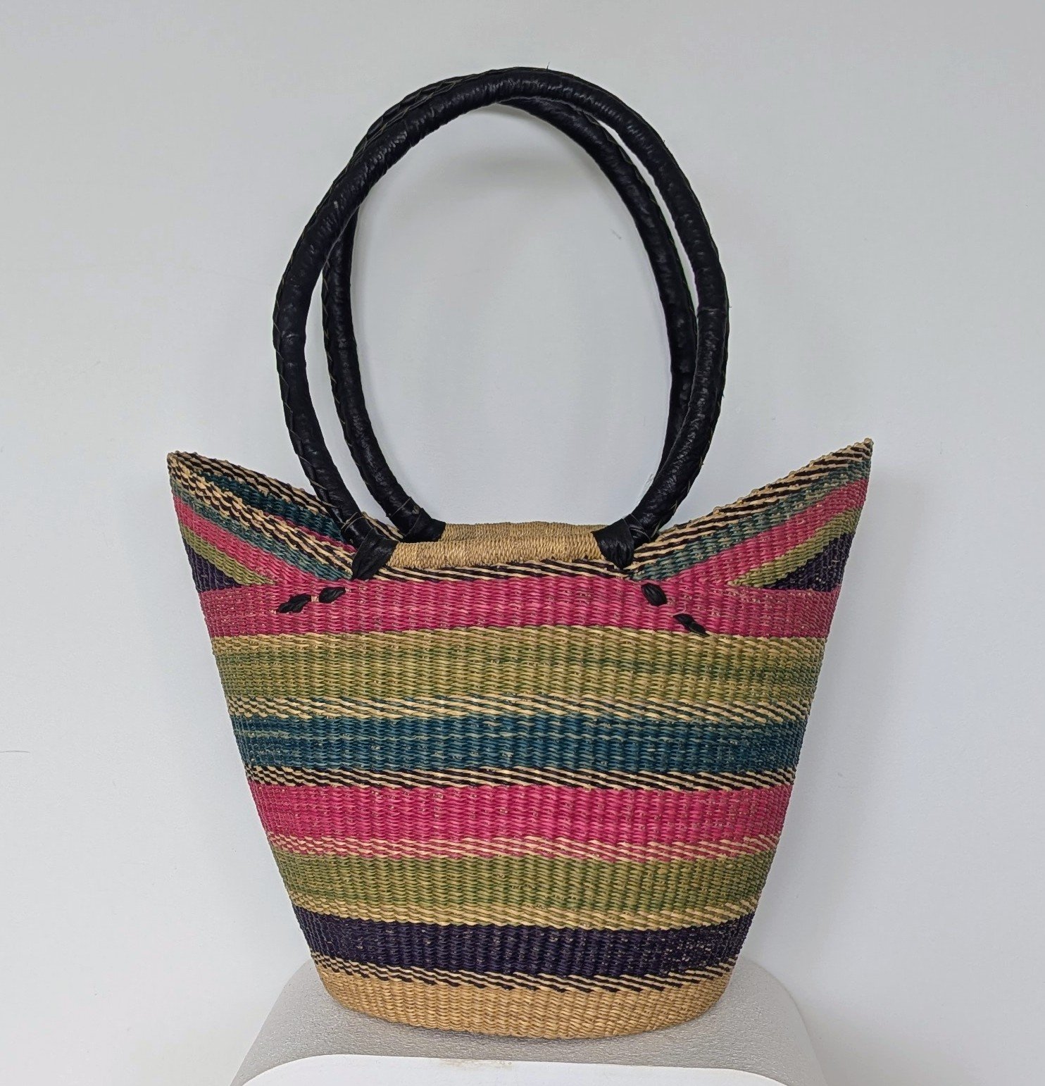 Long Handle XL Pink Blue Stripe Ushopper