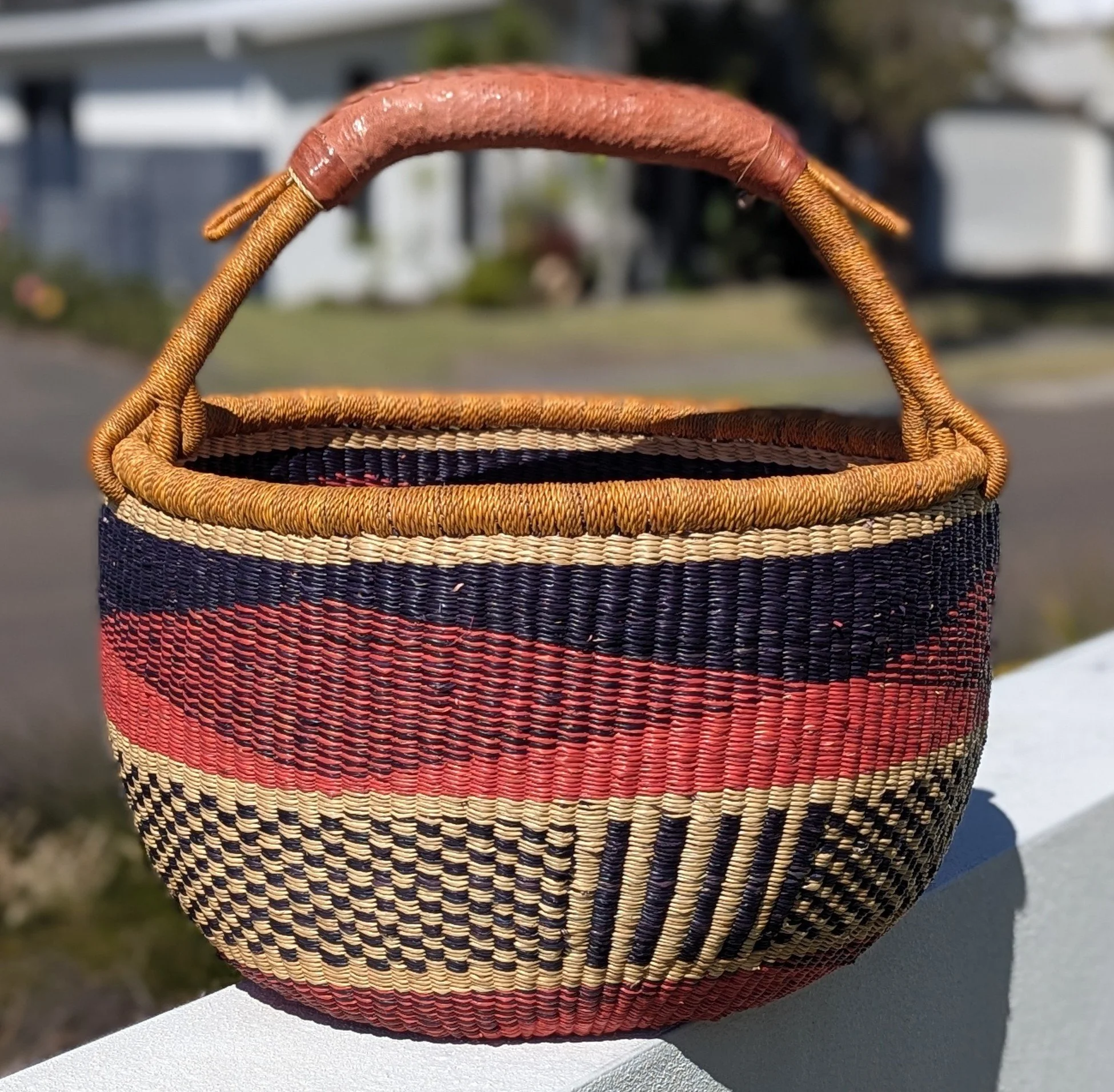 Large Red Diamond Round Basket