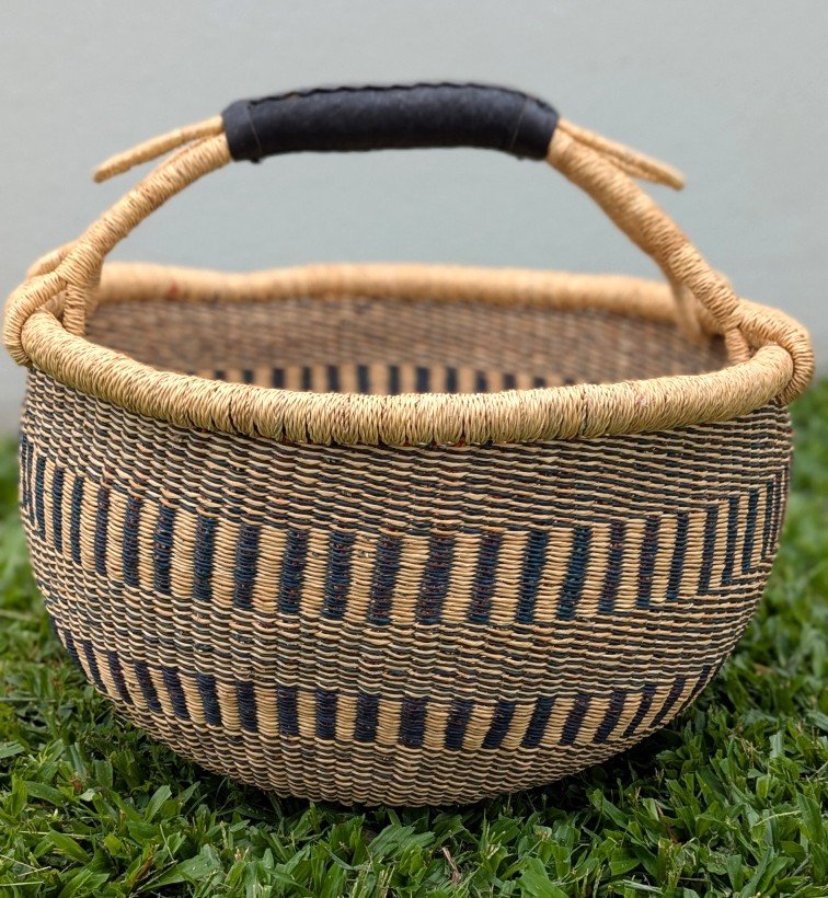 XL Natural Black Round Basket