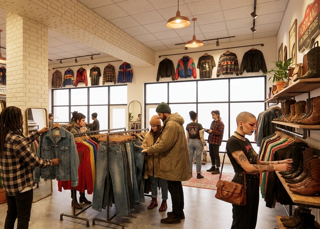 Thrift store at retail level on SE Schiller Street