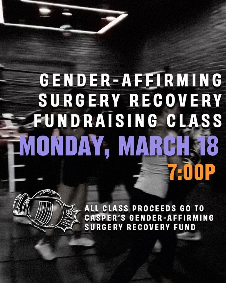 🌷MARCH🌷 

✨Join us Monday, March 18 at 7:00p for a fundraising class for our community member, Casper&rsquo;s, gender-affirming surgery recovery fund! All proceeds from the class will be used to help with recovery costs. 

Can&rsquo;t make class? Y