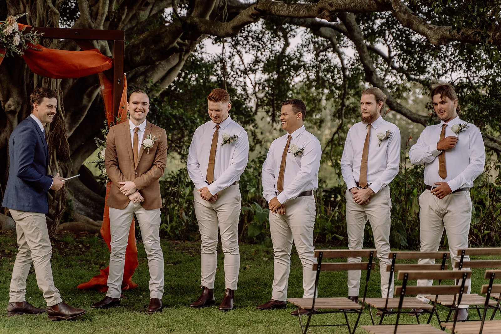 Groomsmen waiting at ceremony at Tocal Homestead Tocal