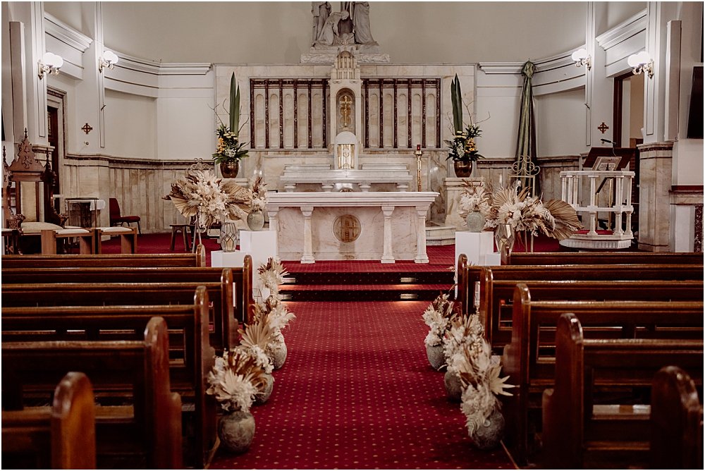 Ceremony space inside Sacred Heart Cathedral in Hamilton NSW