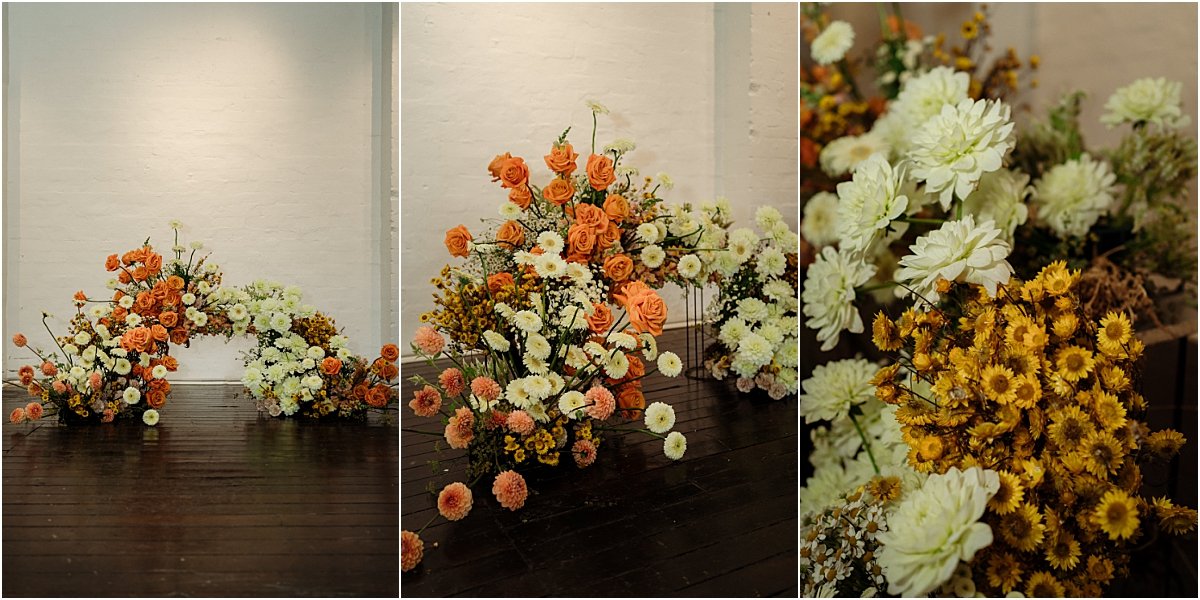 Floral 'nest' installation for wedding ceremony at the Owens Collective Newcastle