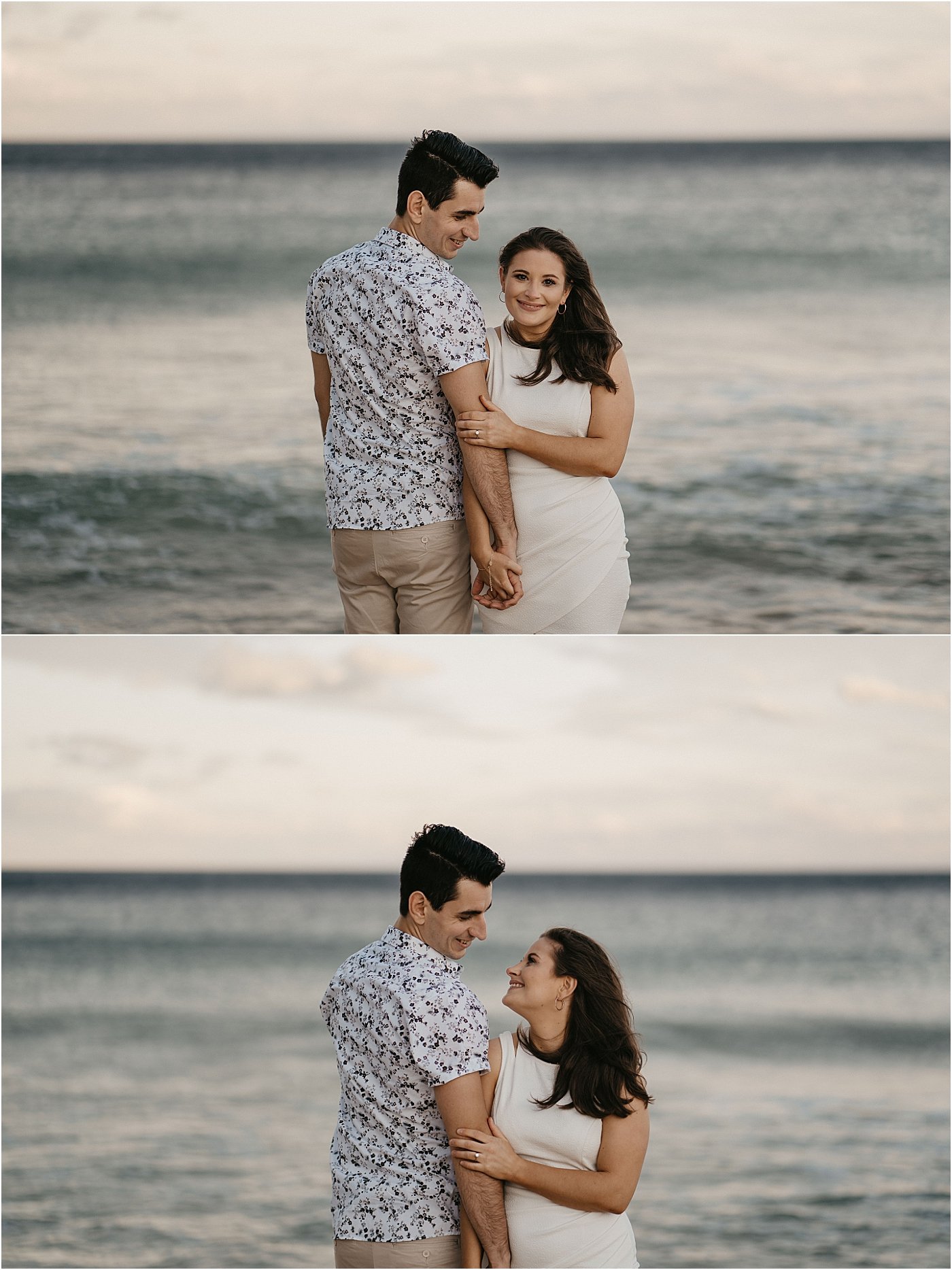 Woman standing and hugging her fiance after Nelson bay proposal