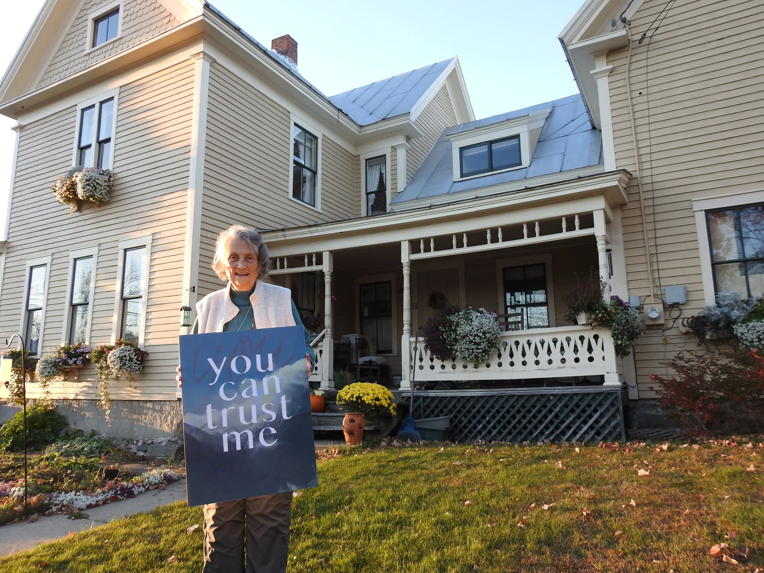 Susan Davis of "The Whazup News" Facebook page. Not pictured: Claudia Diller. Kingfield, Maine.
