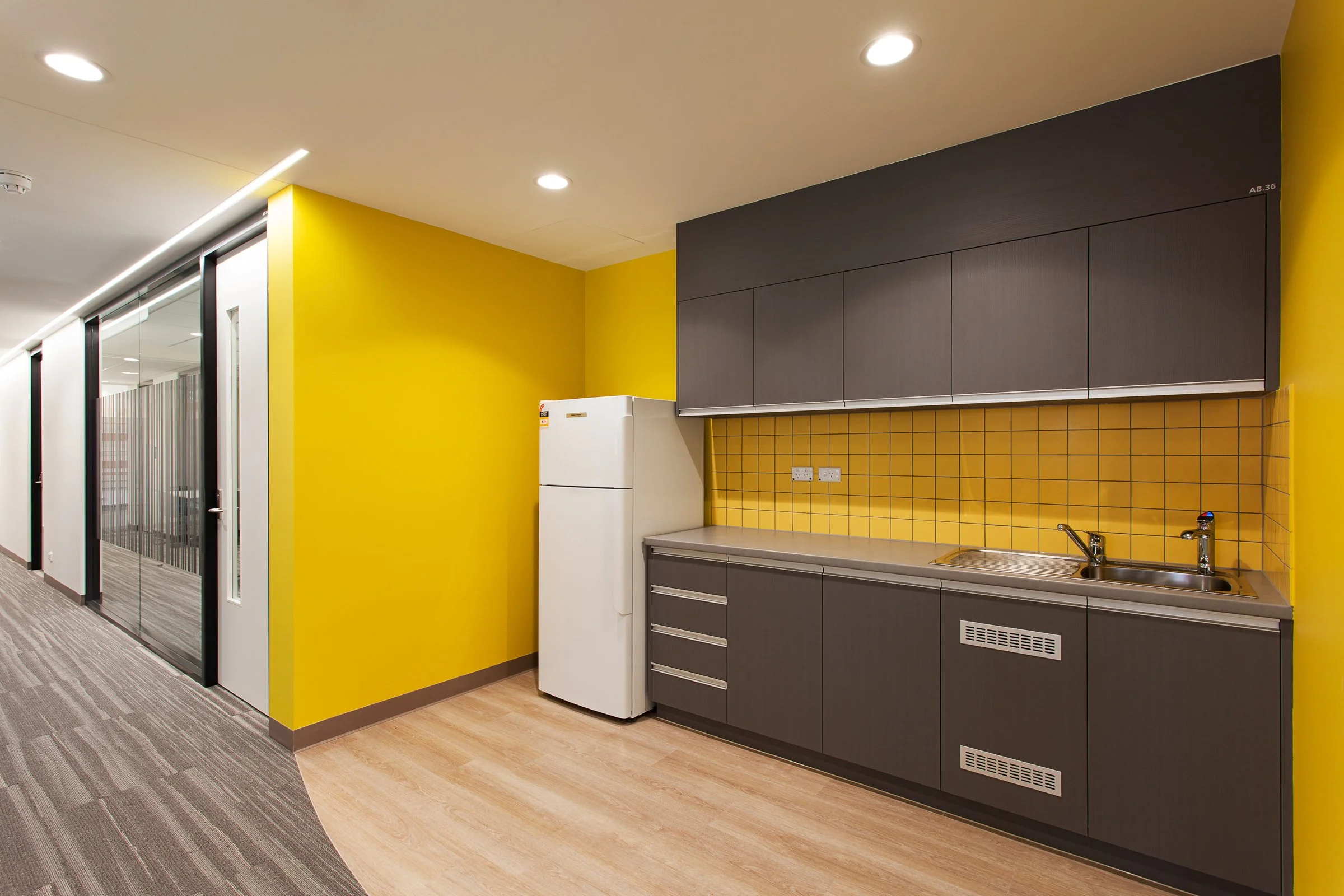 Staff kitchenette within healthcare workplace fitout