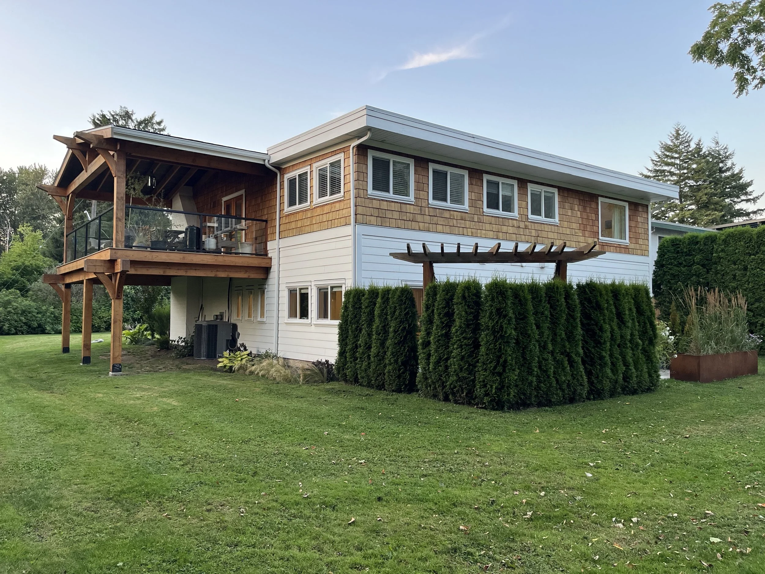 Abbotsford exterior white and stained house