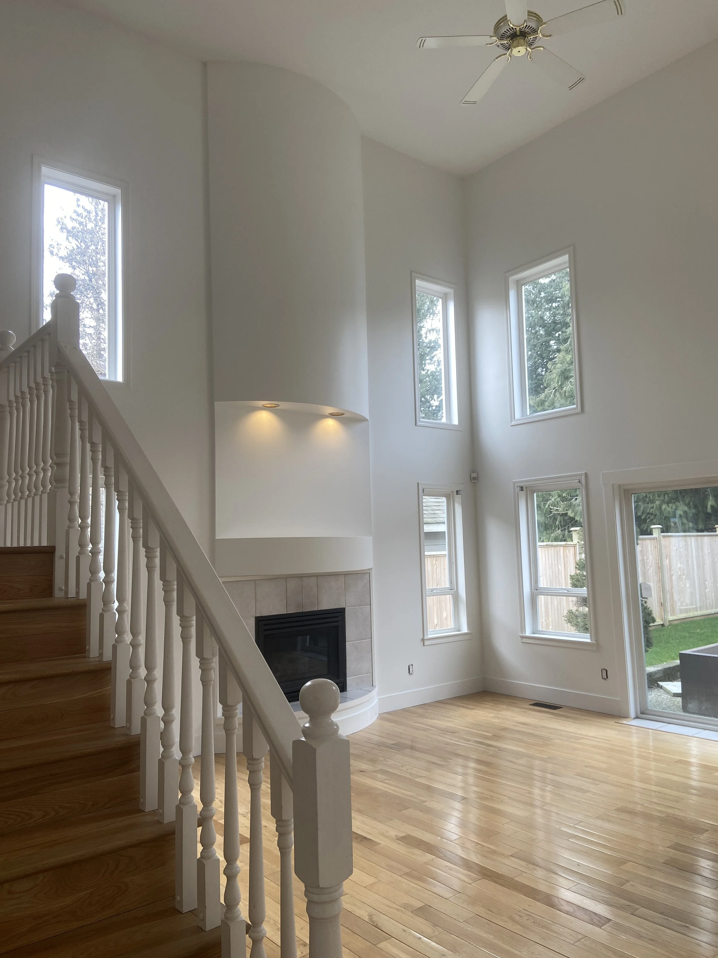 Abbotsford interior living room white repaint with smooth finish