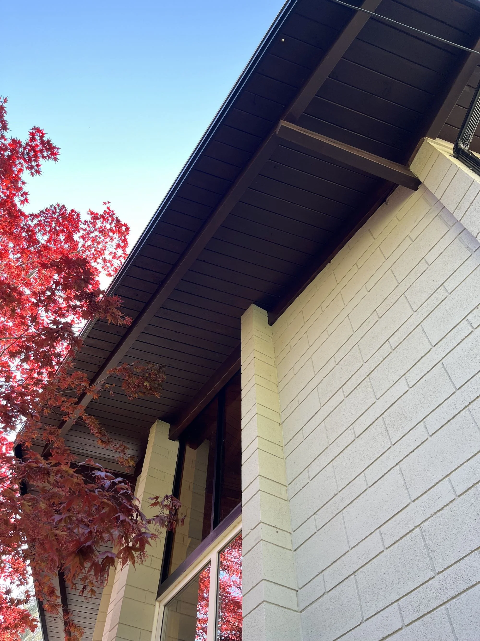 Black stained wood soffit in Harrison Hot Springs