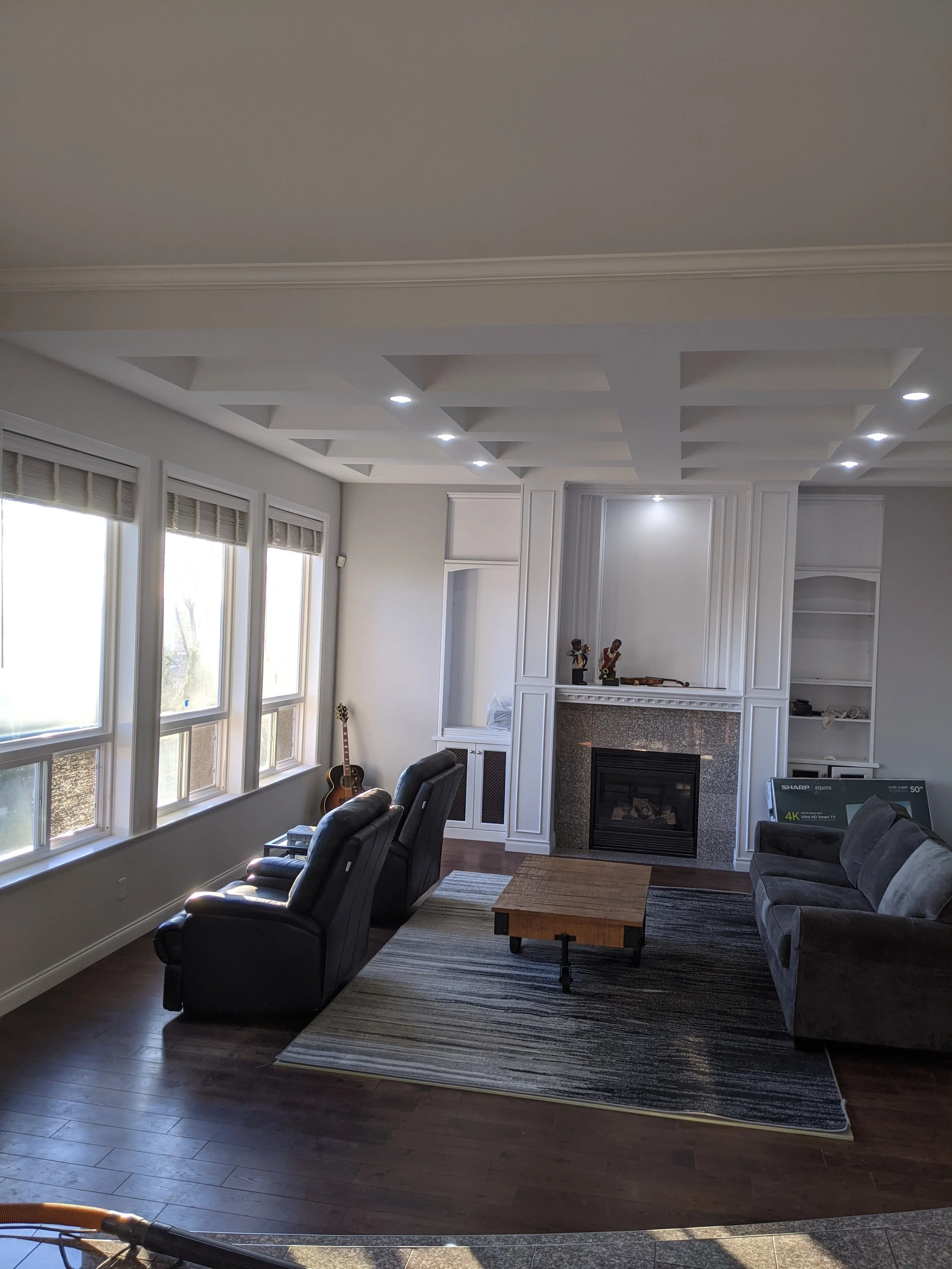 Interior coffered ceilings painted white