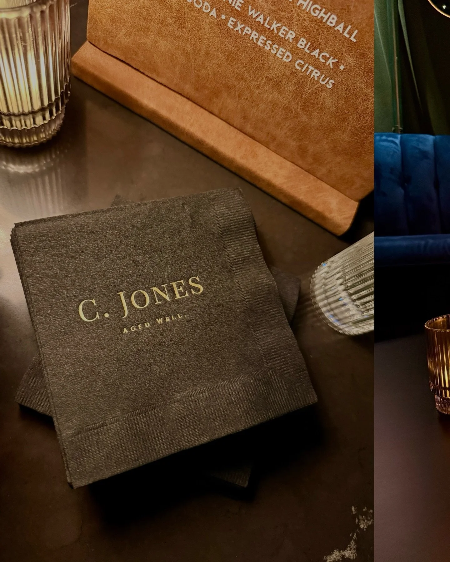 The Midnight Hour: Chris Turns Forty.

Private. Refined. Personal.

A custom leather-paneled photo wall tracing Chris&rsquo; story.  Cognac leather&ndash;wrapped bar menu anchoring the space.  Personalized leather-bound cocktail menus on every table.