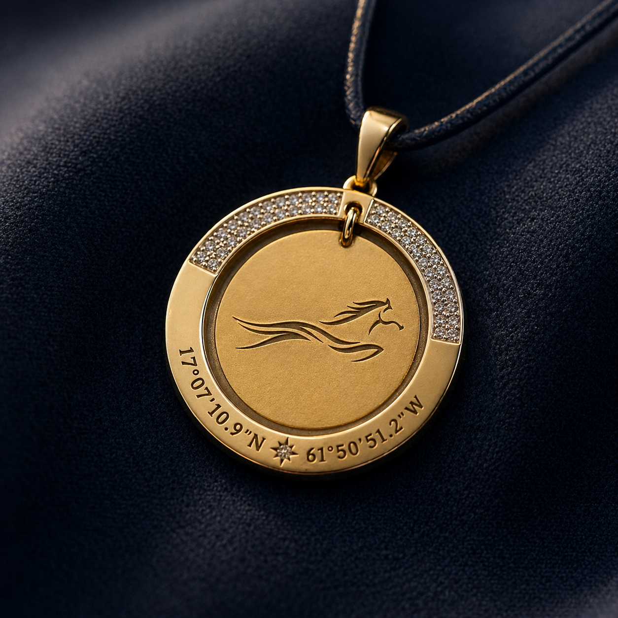 Commemorative pendant gift engraved with the HB51 symbol and coordinates.
