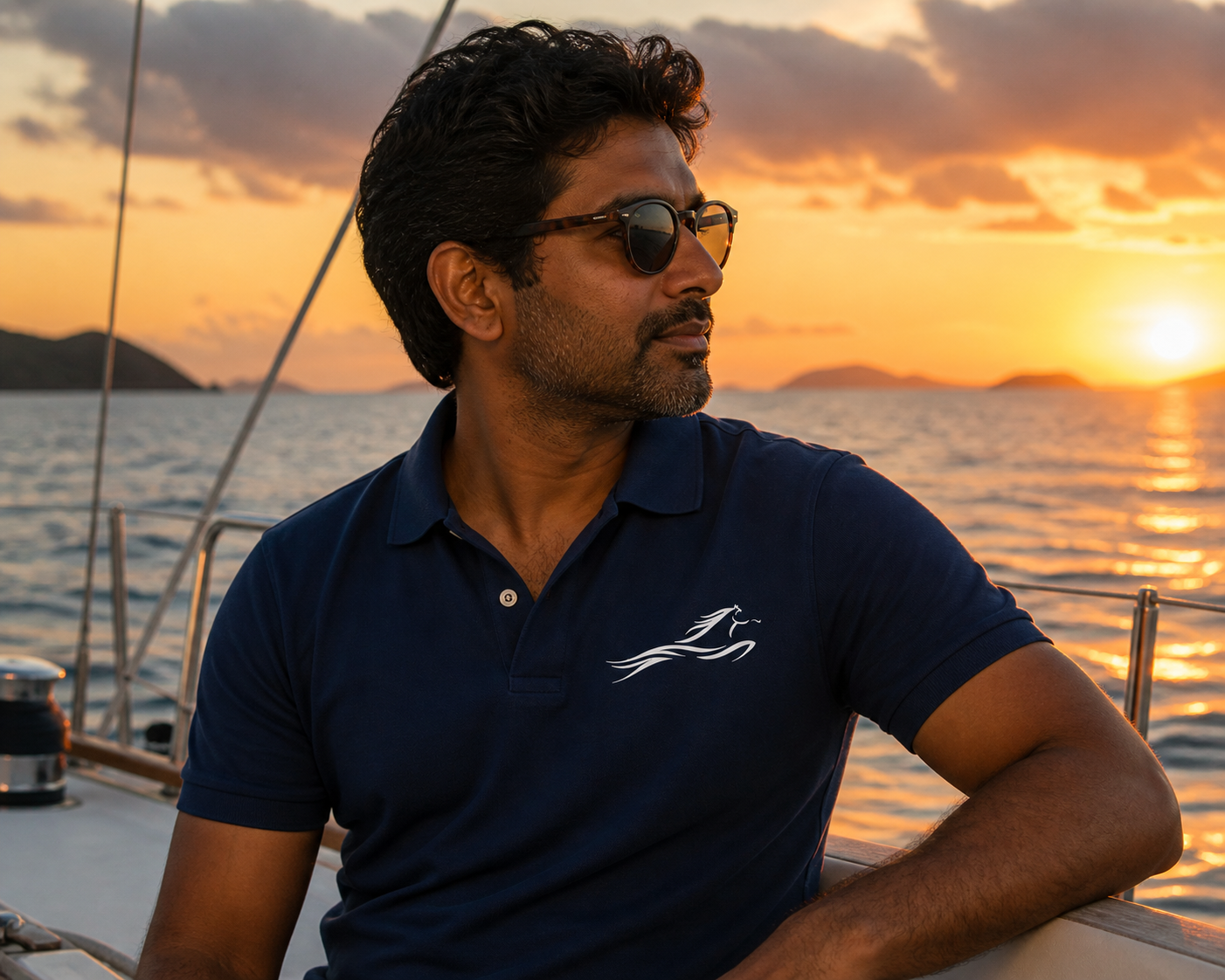 Embroidered polo designed for the onboard experience.
