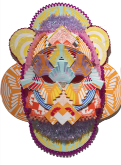 Animalia   Animality,
Silk Screen Print on Viscose,
Heat&Bond,
Glass Seed Beads,
Guache,
Plastic.
27″x20″
2019