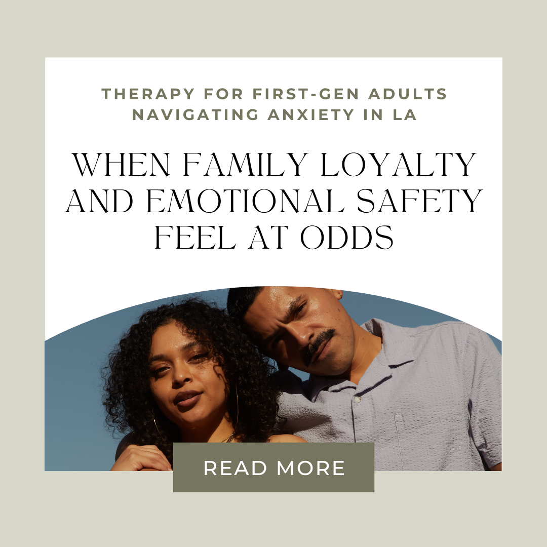 Latino or BIPOC sibling adults standing outside reflecting on emotional boundaries and relationship stress while working through anxiety and family pressure.