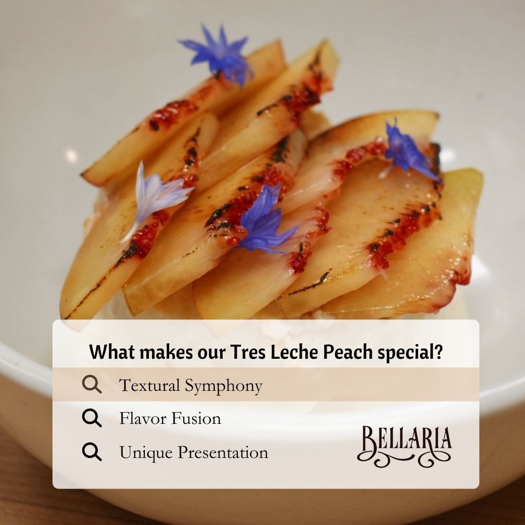 What makes our Tres Leche Peach special? Dive into a decadent symphony of flavors at Bellaria Dessert Studio! 🍑✨ Indulge in the moist sponge cake soaked in three creamy milks, harmonizing perfectly with the juicy sweetness of ripe peaches. Every bit