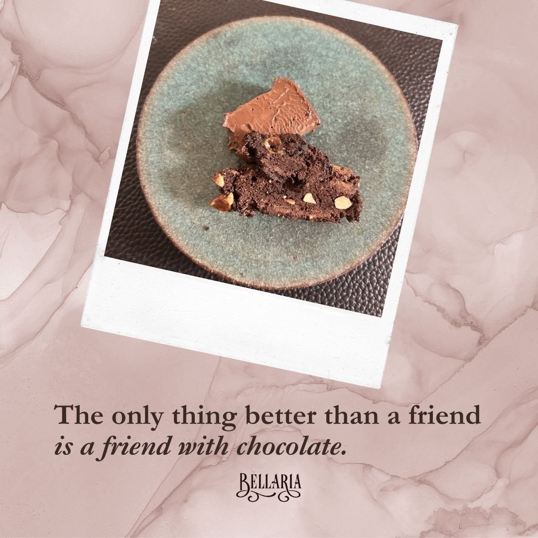 The only thing better than a friend is a friend with chocolate. 🍫💖 Indulge in sweet moments shared at Bellaria Dessert Studio, where every bite is a delightful treat. Tag that chocolate-loving friend you'd love to share dessert bliss with! 

#choco