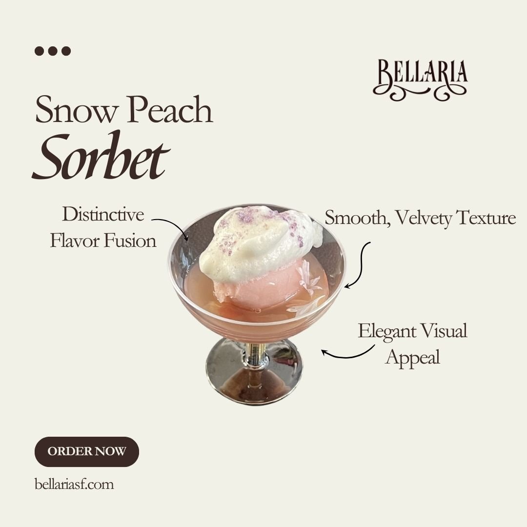 Immerse yourself in the distinctive taste of snow peach, embraced by the smooth, velvety texture of this exquisite creation. A visual symphony of peach, white, and violet hues adds an elegant touch. Indulge in the perfect harmony of taste and aesthet