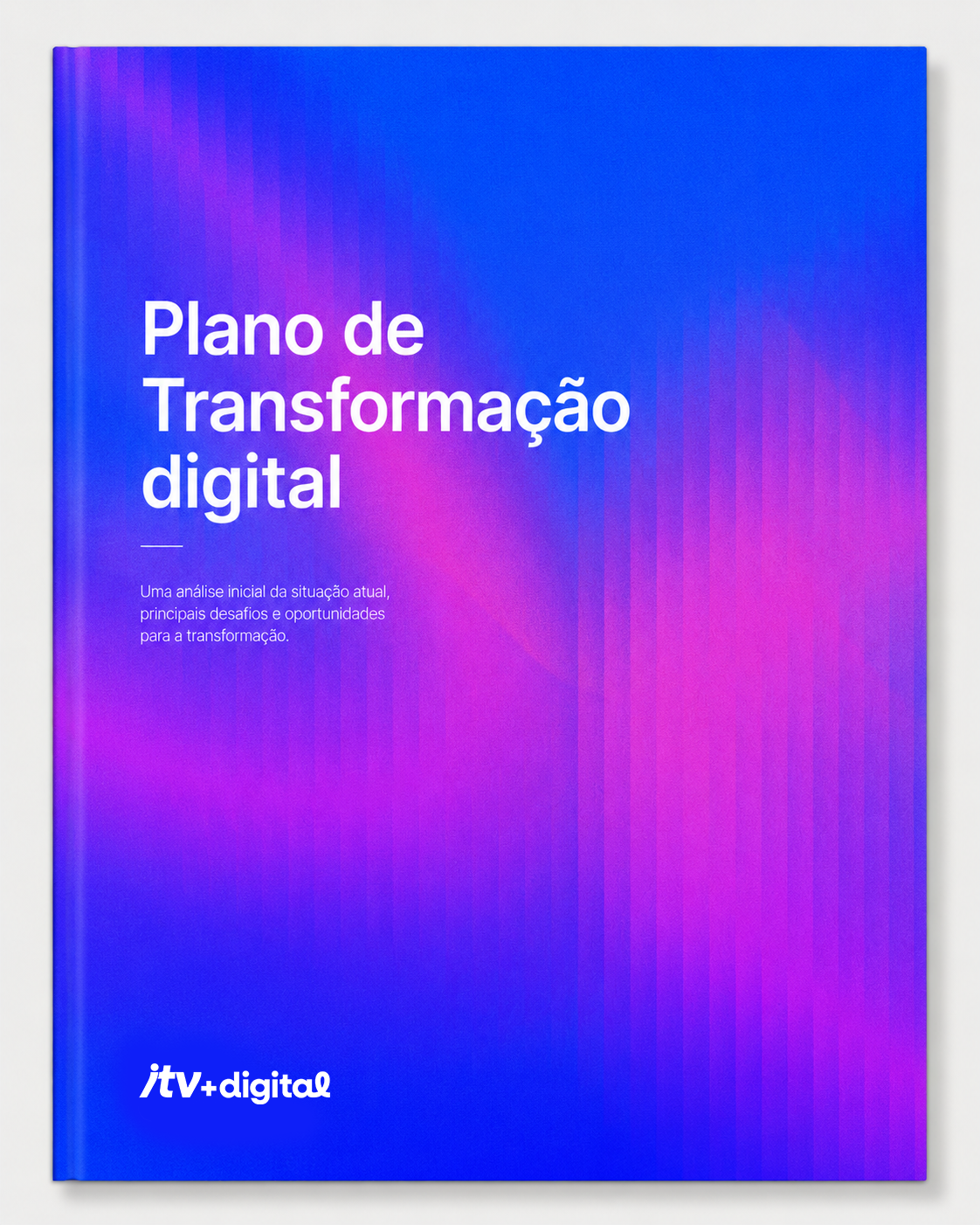 Cover of a digital transformation plan document featuring a blue and purple gradient background and white text in Portuguese.