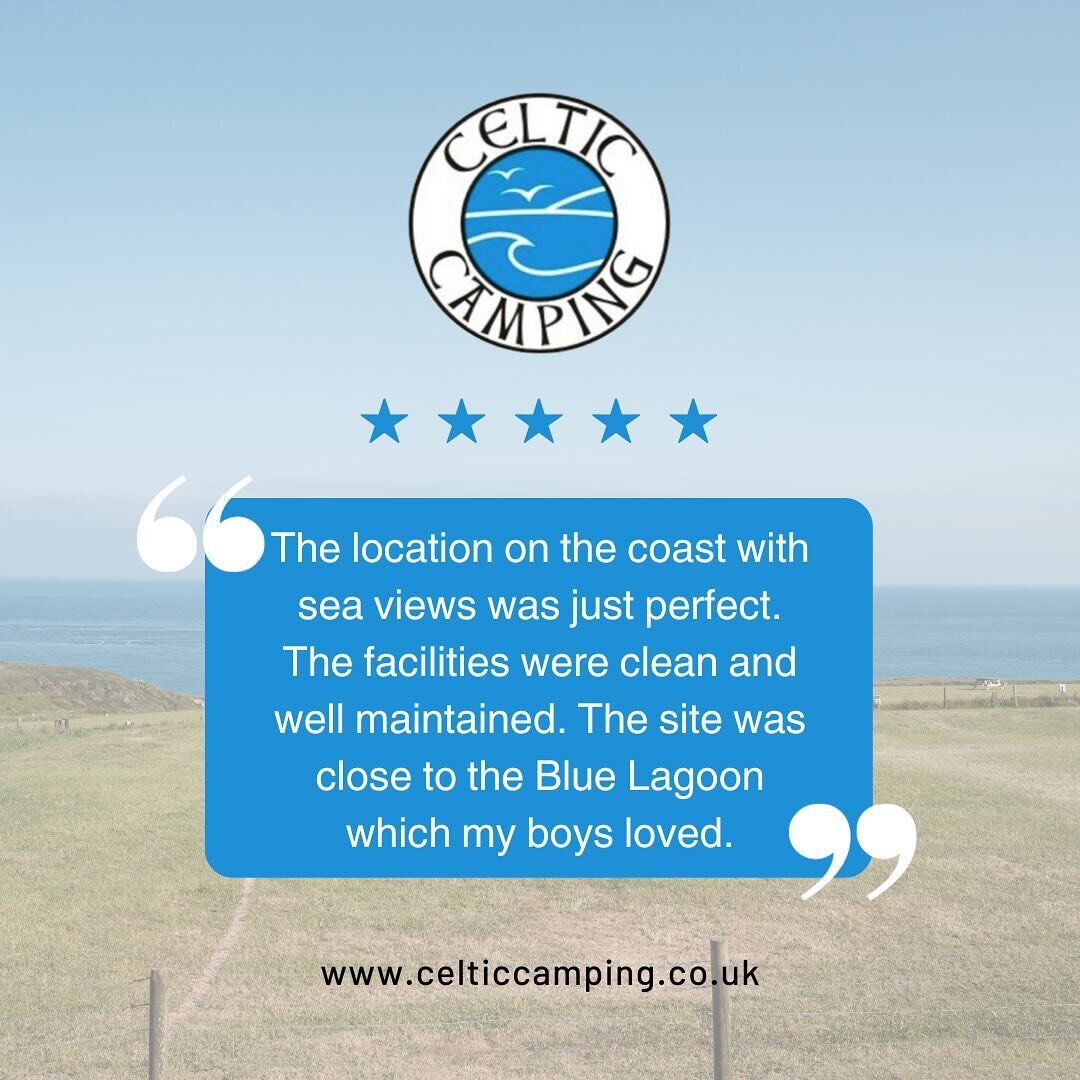 &ldquo;The location on the coast with sea views was just perfect. The facilities were clean and well maintained. The site was close to the Blue Lagoon which my boys loved.&rdquo; 

Open all year round 🏕️ book directly with us on www.celticcamping.co