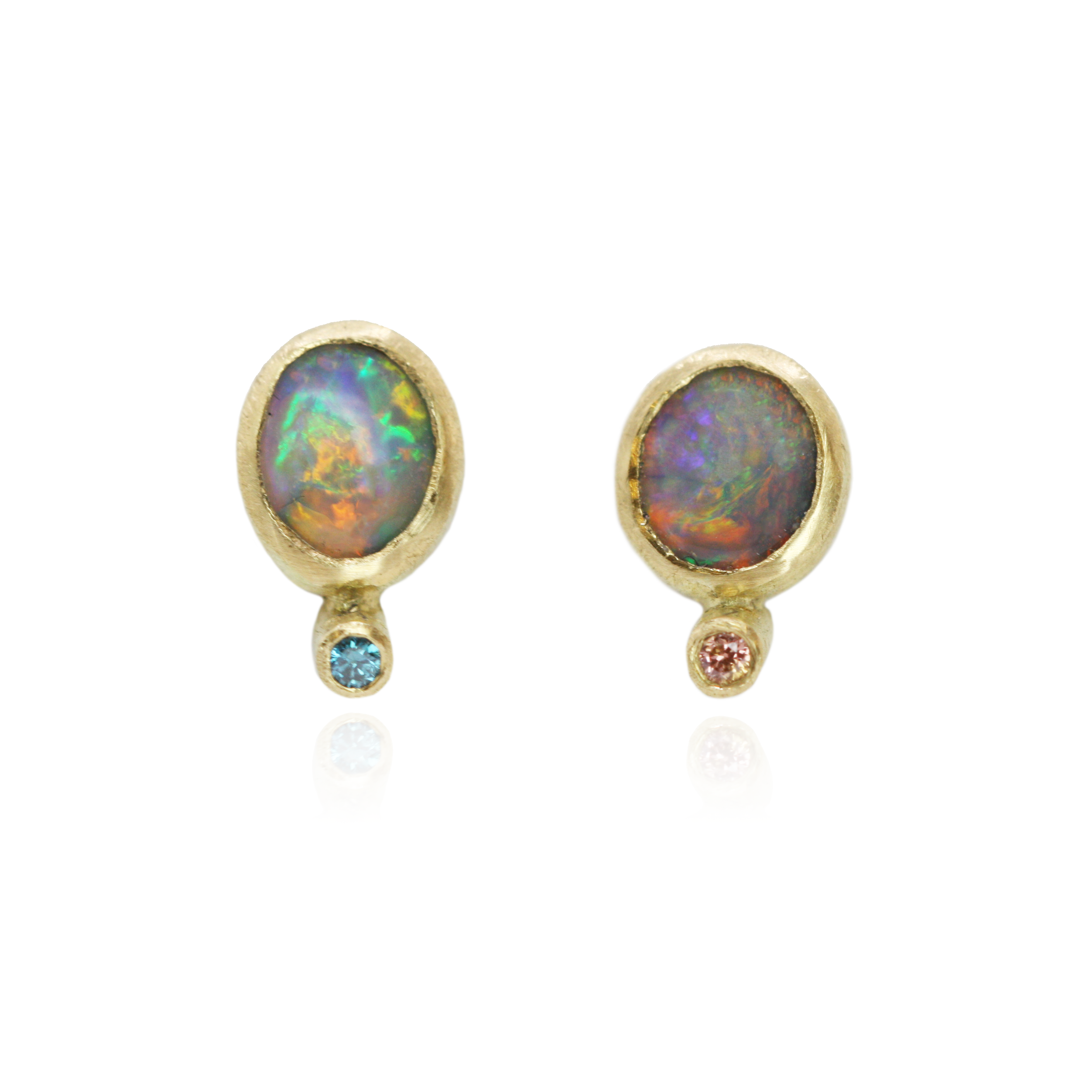 Mis Match Mini Opal & Diamond Stud Earrings.png