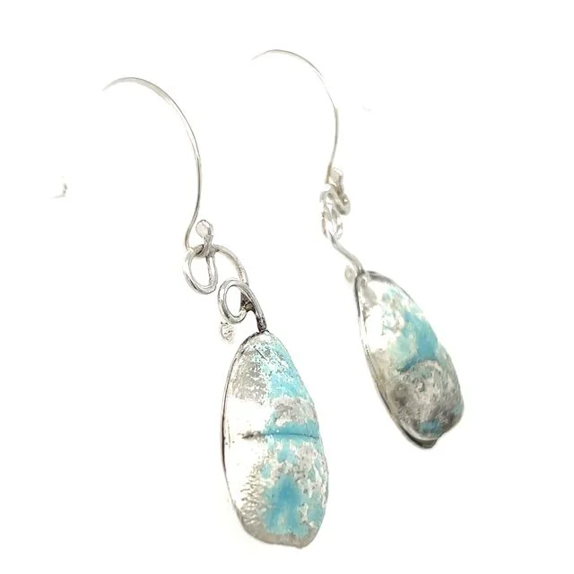 Quirky Enamel Silver Earrings