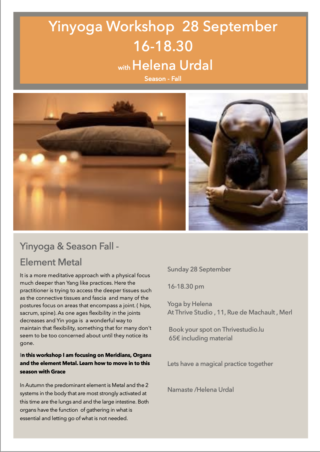 Yinyoga Somatic Workshop with Helena