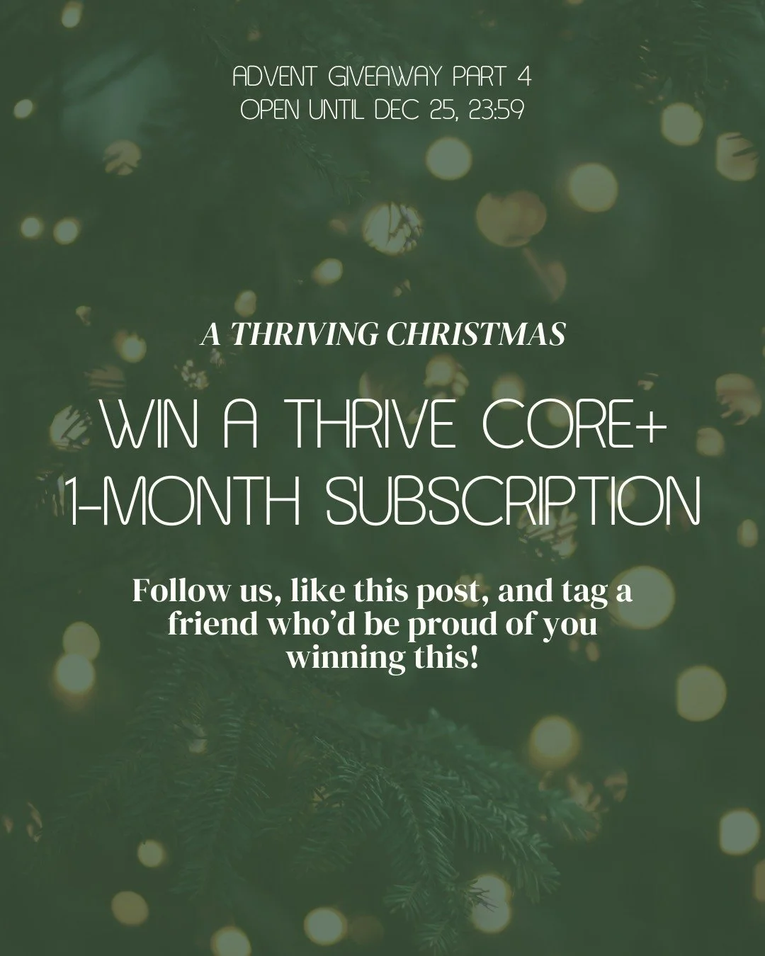 [GIVEAWAY CLOSED &amp; WINNER HAS BEEN CONTACTED]
This season, we want to give back to the community that makes Thrive feel like home💚
And for the final Sunday of Advent, we&rsquo;re going big  and are gifting you our biggest subscription of all as 