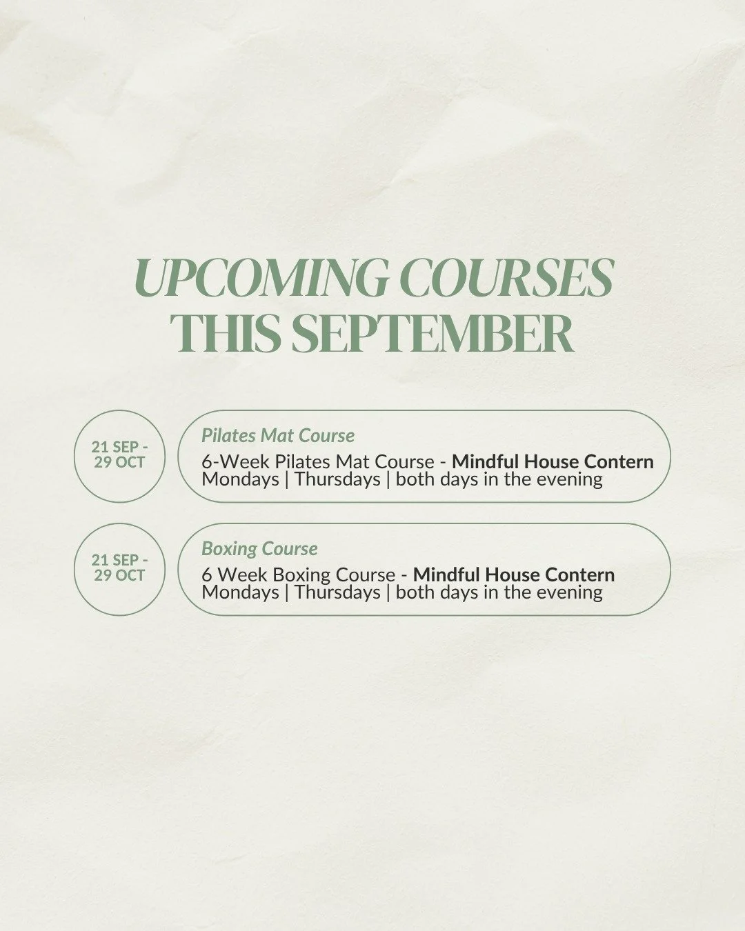 Not every class is meant to stand alone🤭 

Our 6-week courses are designed to build from one session to the next. Rather than joining a different class each week, you'll progress alongside the same teacher and group, developing your technique, build