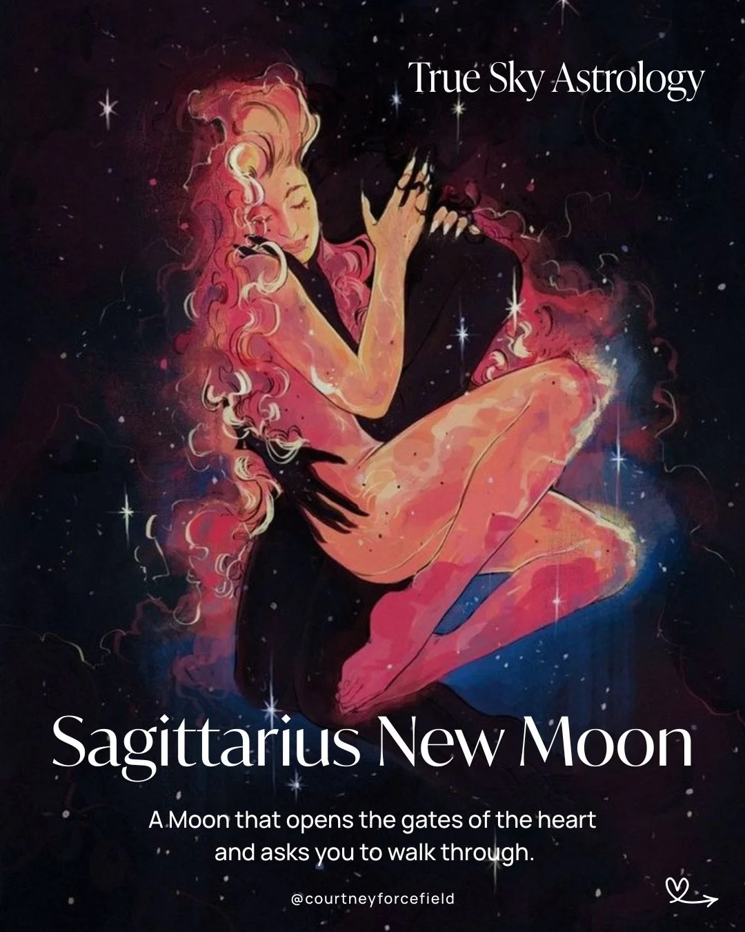 This Sagittarius New Moon opens gateways in the heart.

It&rsquo;s a sweet release after carrying more than you were meant to. A moment where grief and relief sit side by side. 
An invitation to choose differently in love, in speaking your truth, and