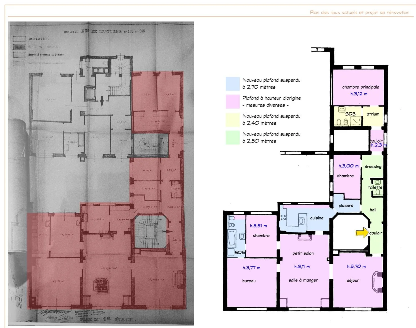 Rénovation totale d’un ancien appartement de 1903 de 260 m² à Rue de Livourne