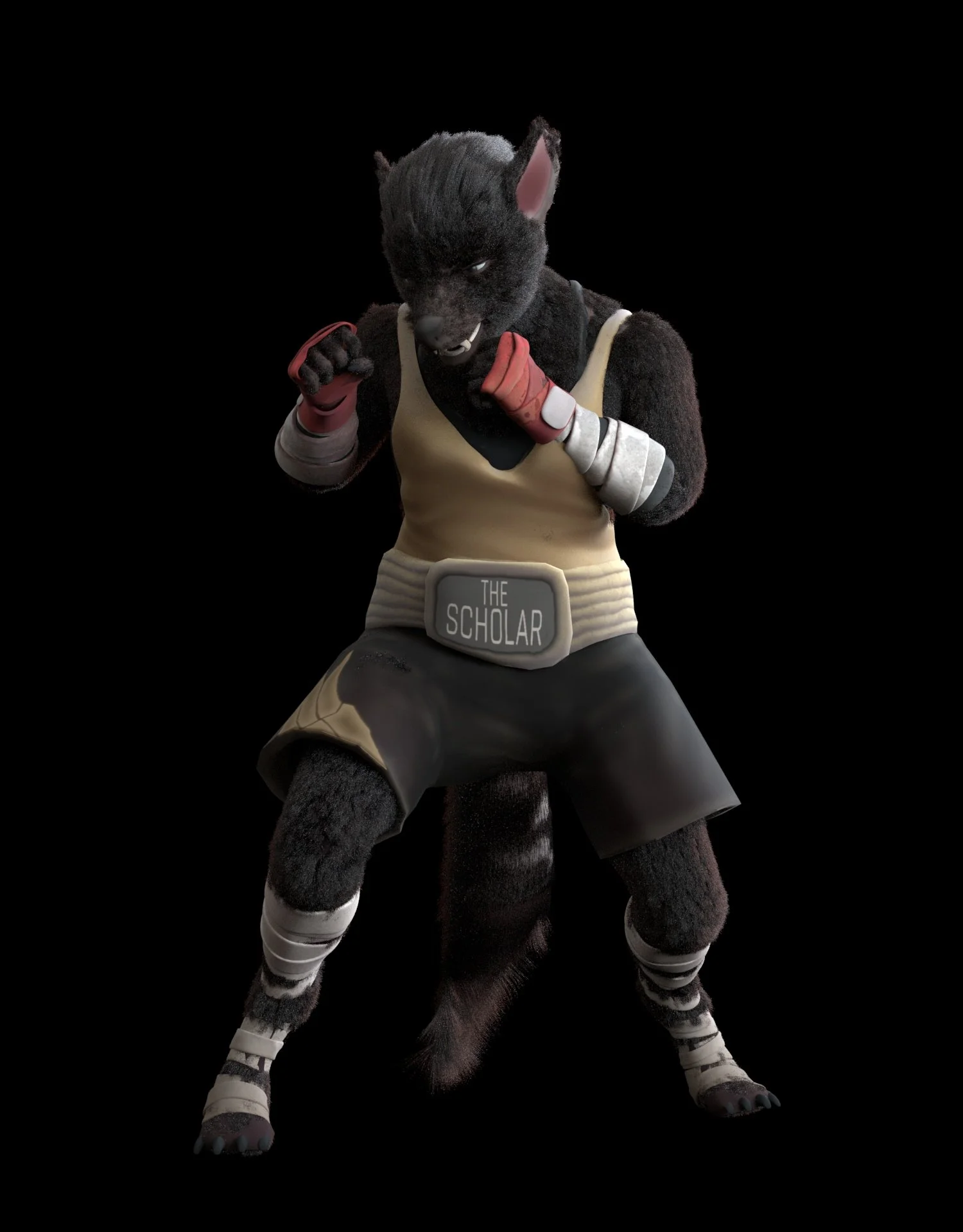 "Taz" - Stylized Tasmanian Devil character for Cinematic ''BeastBoxers'' - Maya, XGen fur, Arnold. Clothes by other artist.