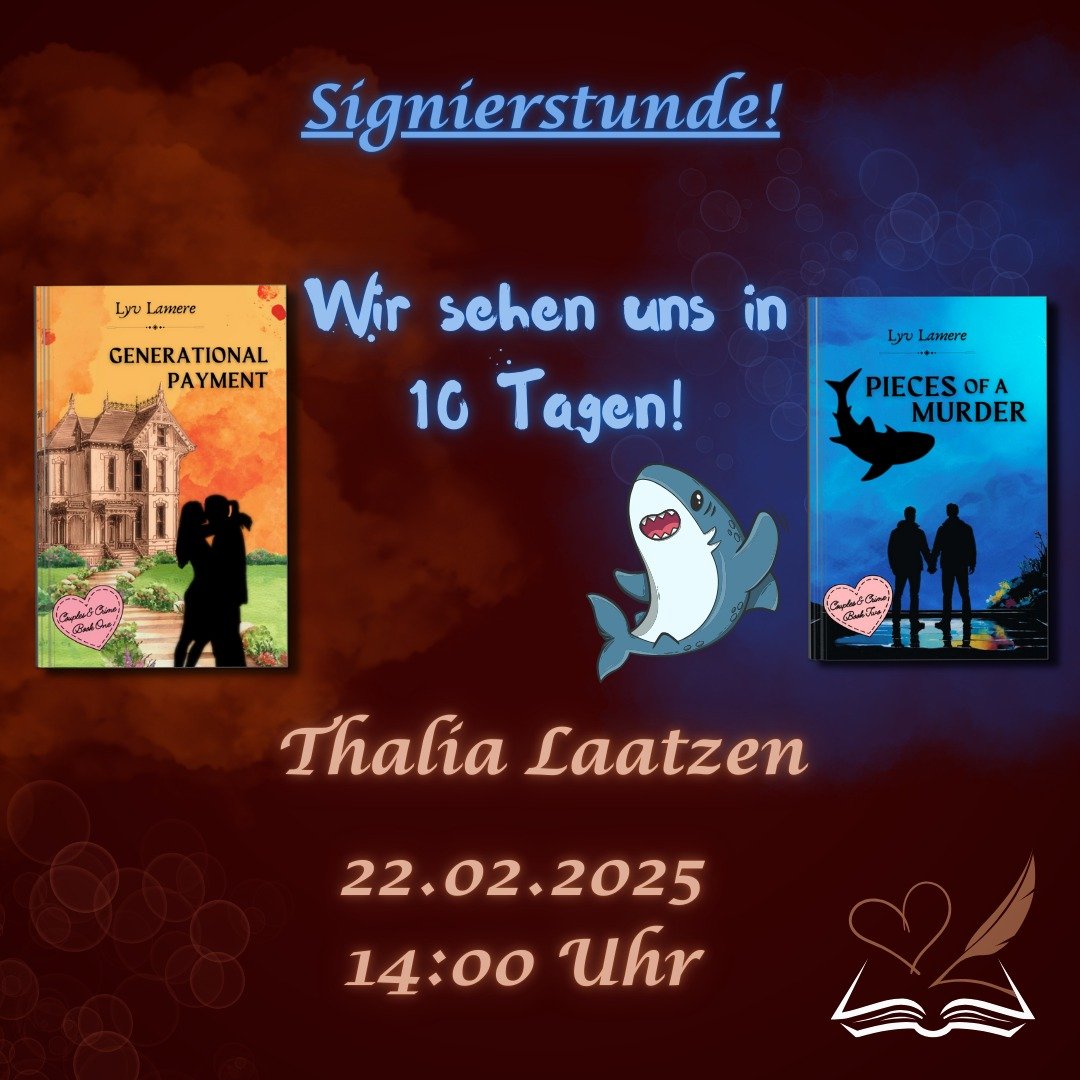 Nur noch 10 Tage bis Lyv ihre B&uuml;cher f&uuml;r euch signiert! 🖋
Denkt dran, am 22.02. ab 14 Uhr findet ihr sie in der Thalia Filiale im Leine-Center in Laatzen.
Lyv und das Team von @thalia_hannover_und_drumherum freuen sich schon auf euch! ❤️😃