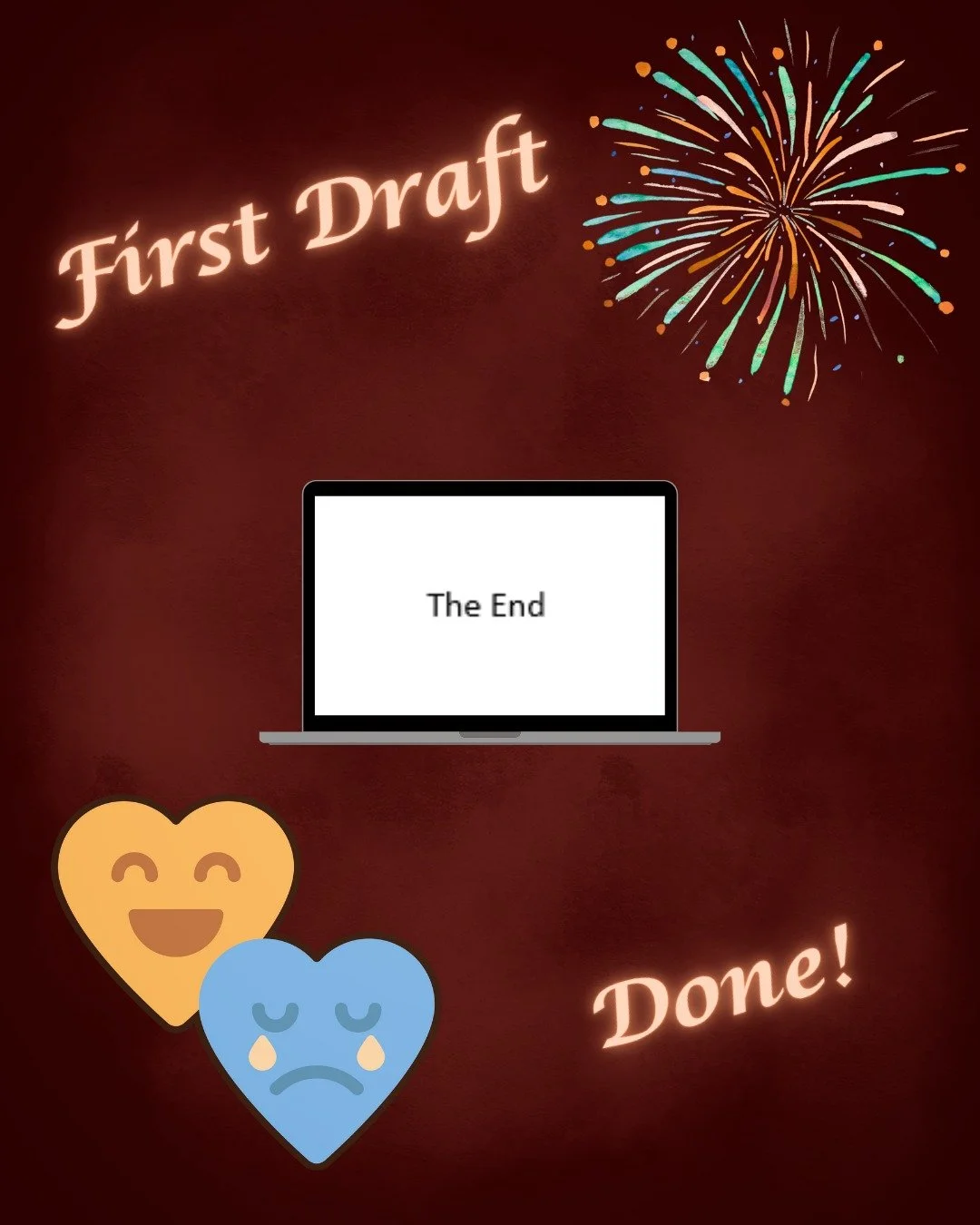 It's done! Lyv finally typed &quot;The End&quot; and finished her first draft of Book 3 in the Couples &amp; Crime trilogy today! 🎉😃
She's super excited and just had to share the good news with you right away 😊 It's also kind of a sad day because 