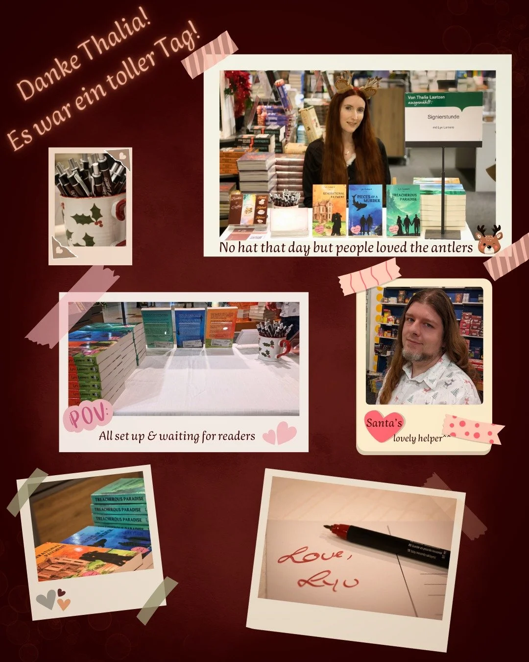 Es ist Zeit f&uuml;r einen R&uuml;ckblick auf die Signierstunde!
Am letzten Wochenende vor Weihnachten ist immer viel los, und Lyv hat viele liebe Menschen getroffen! 🥰 Es war ein toller Tag mit spannenden Gespr&auml;chen und neuen Lesern 😊 
Lyv fr