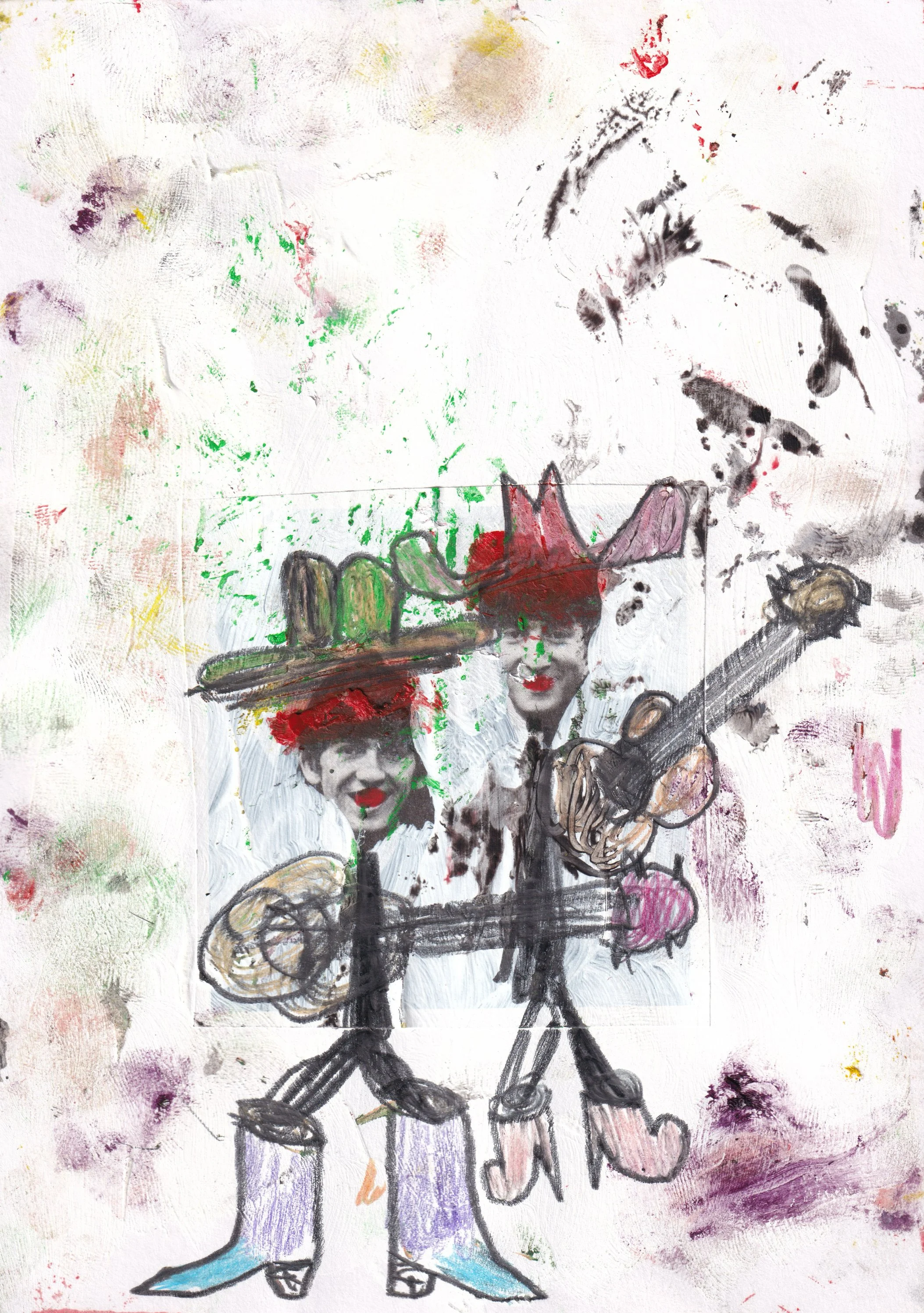 John & George
Oil and collage on paper
14.8 x 21 cm / 5.8 x 8.3 ins
2025