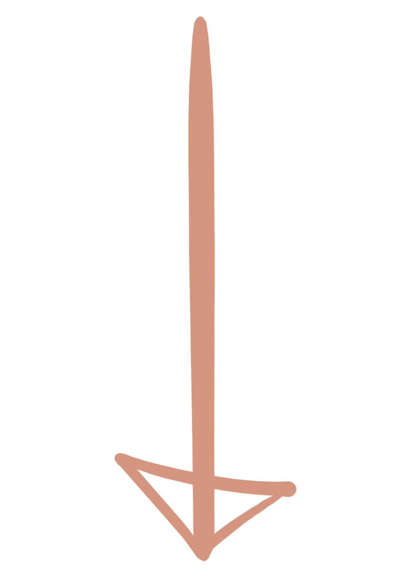 A large downward-pointing arrow with a light brown color, drawn with a simple line style.