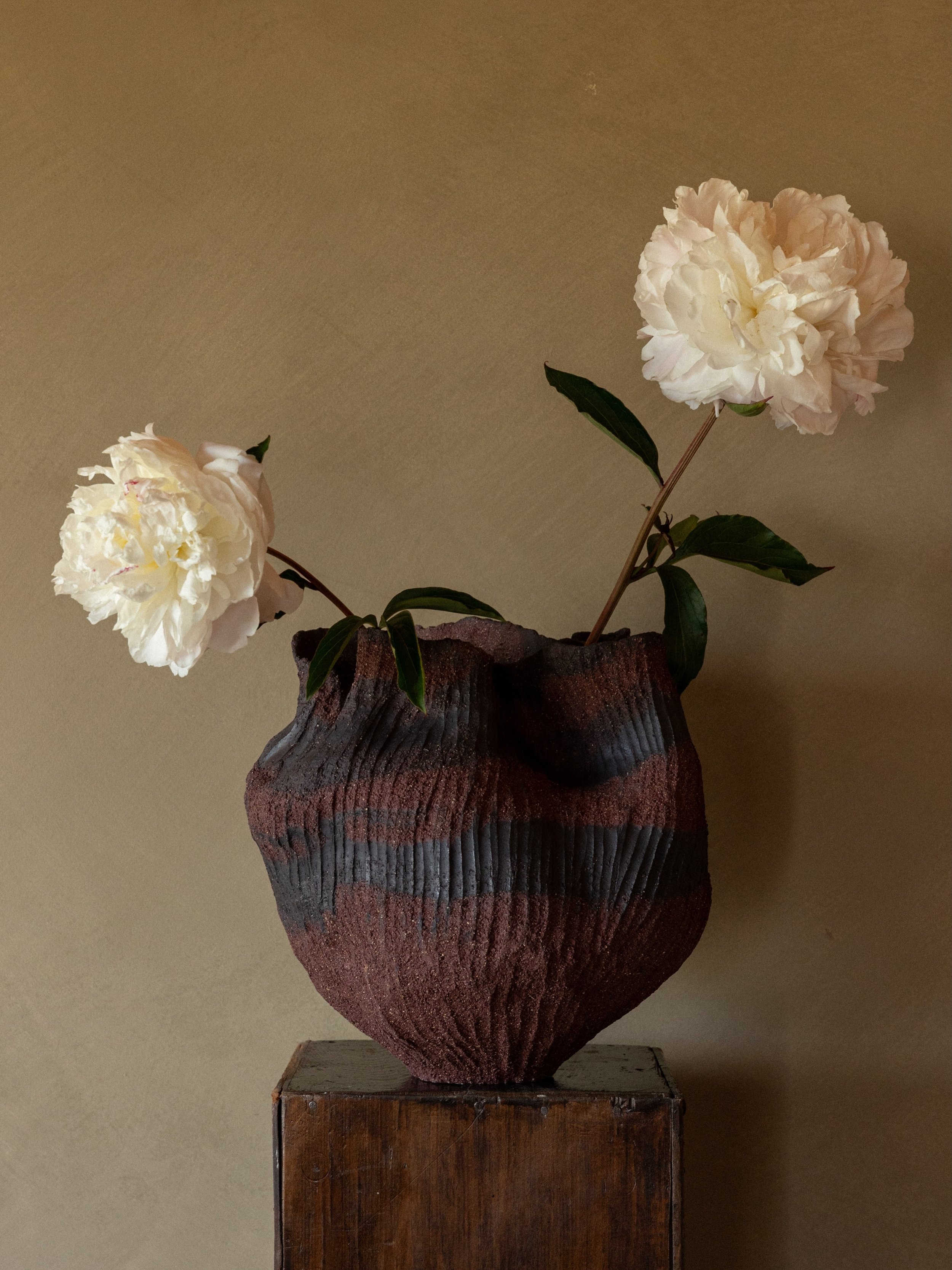 Big coiled stoneware vase and beautiful peonies I managed to grab in their final moments of blooming.

#ceramics #pottery #vase #flowerarrangement #peonies