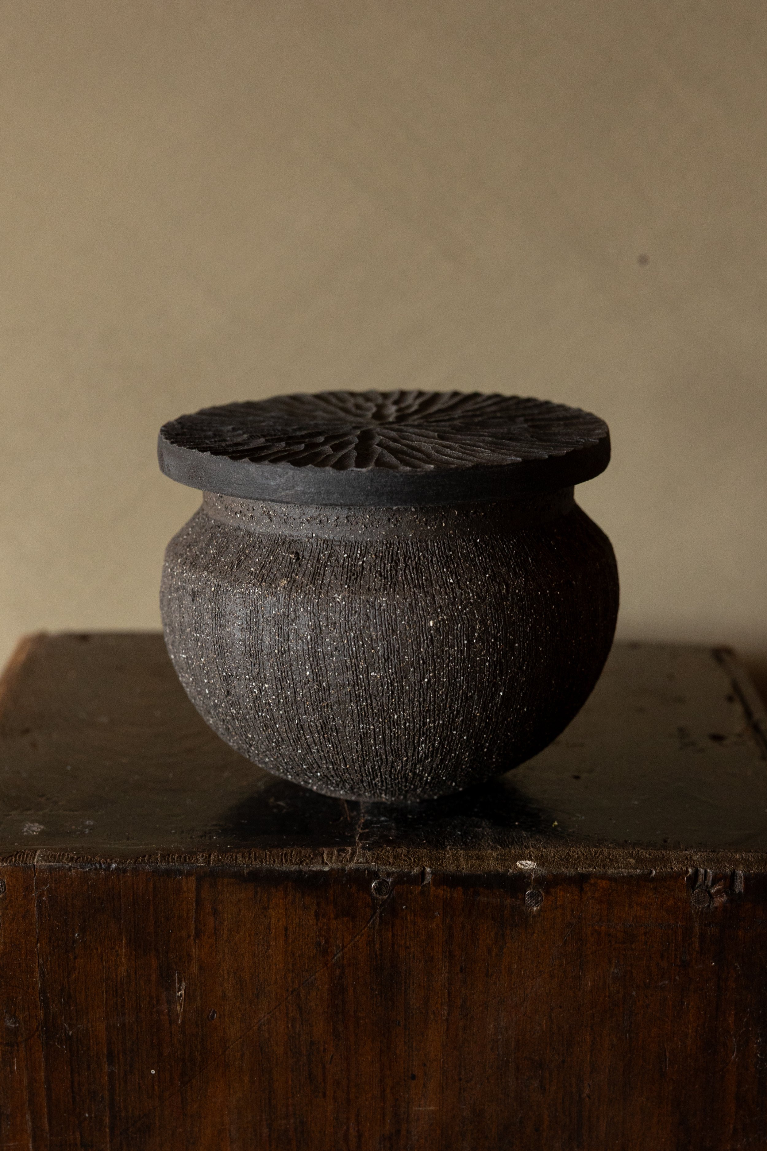 Jar with wooden lid